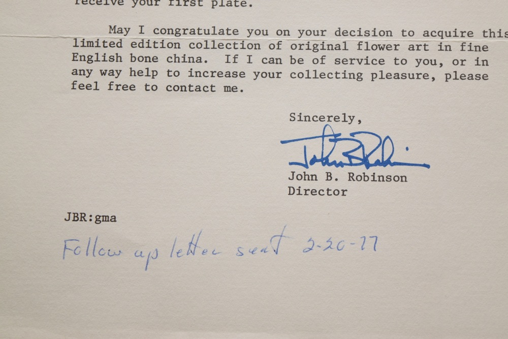 Complete 1977 Franklin Porcelain Flowers of the Year Bone China Plate Collection