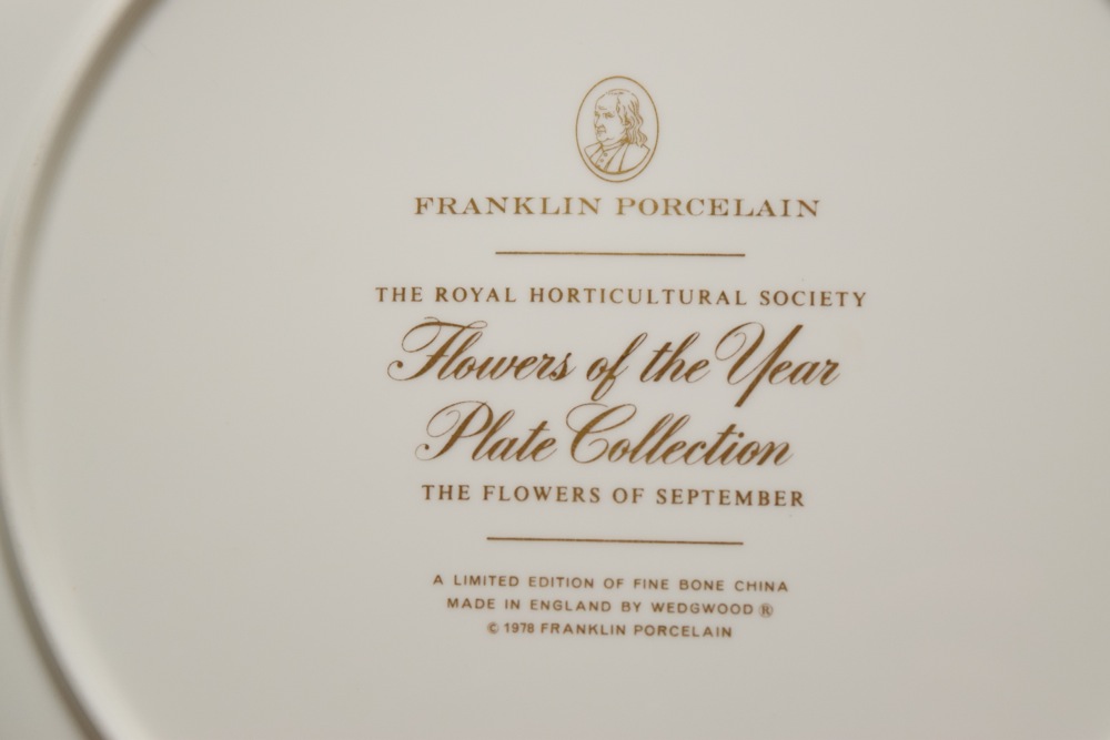 Complete 1977 Franklin Porcelain Flowers of the Year Bone China Plate Collection