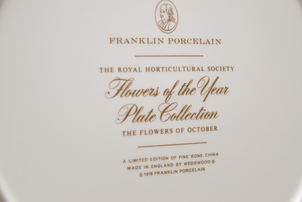 Complete 1977 Franklin Porcelain Flowers of the Year Bone China Plate Collection