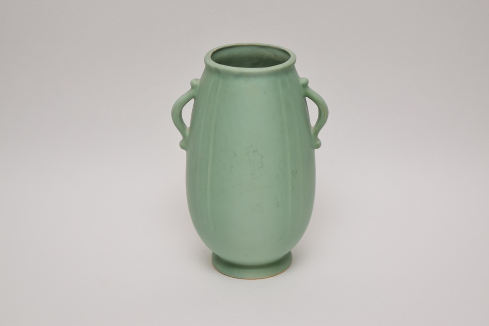 Vintage Dogwood Design on Aqua Weller Amphora Vase