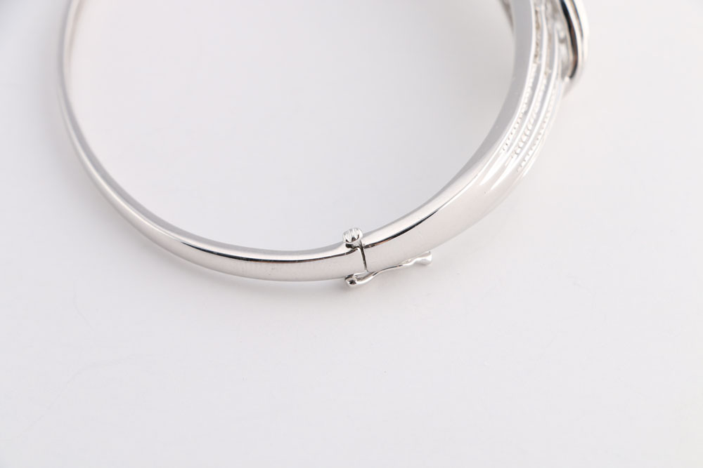 Sterling Silver and Diamond Bangle Bracelet