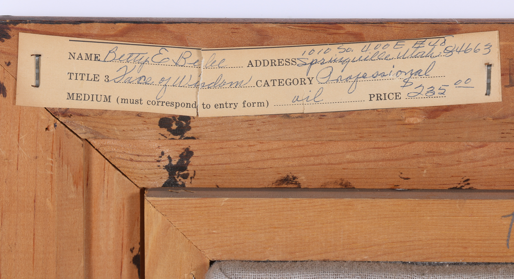 "Face of Wisdom" Portrait by Betty E Beebe