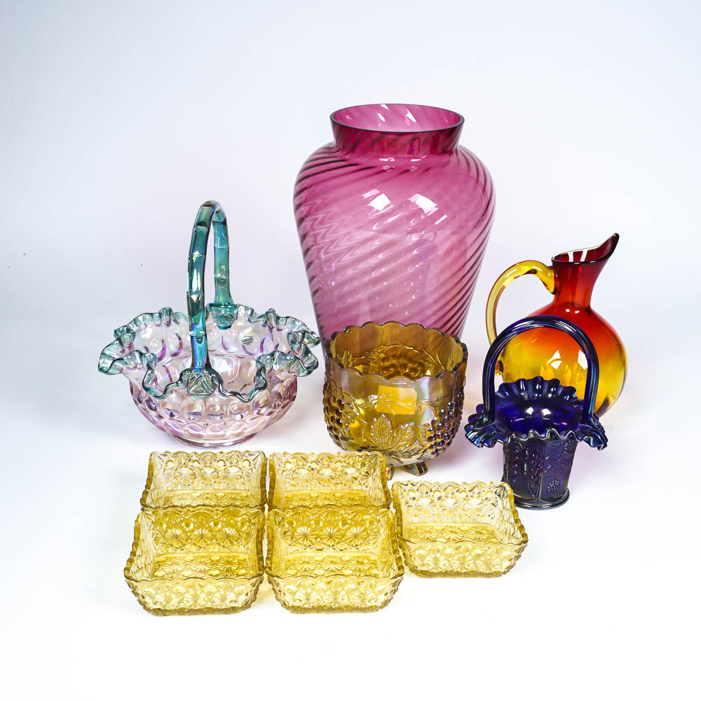 Vintage Pressed Glass Including Fenton