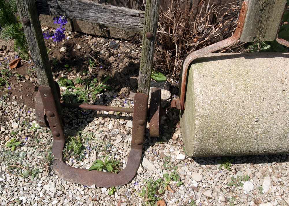 Antique Concrete Lawn Roller and Hand Truck
