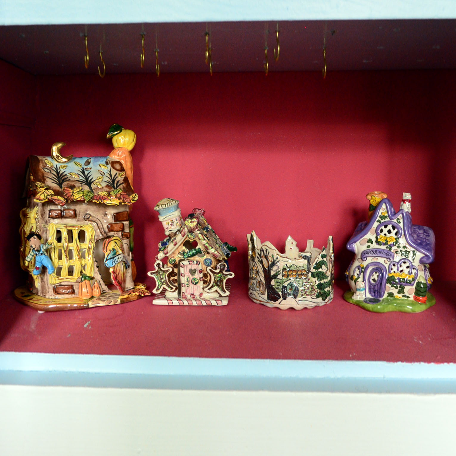 Group Of Blue Sky Ceramic Houses