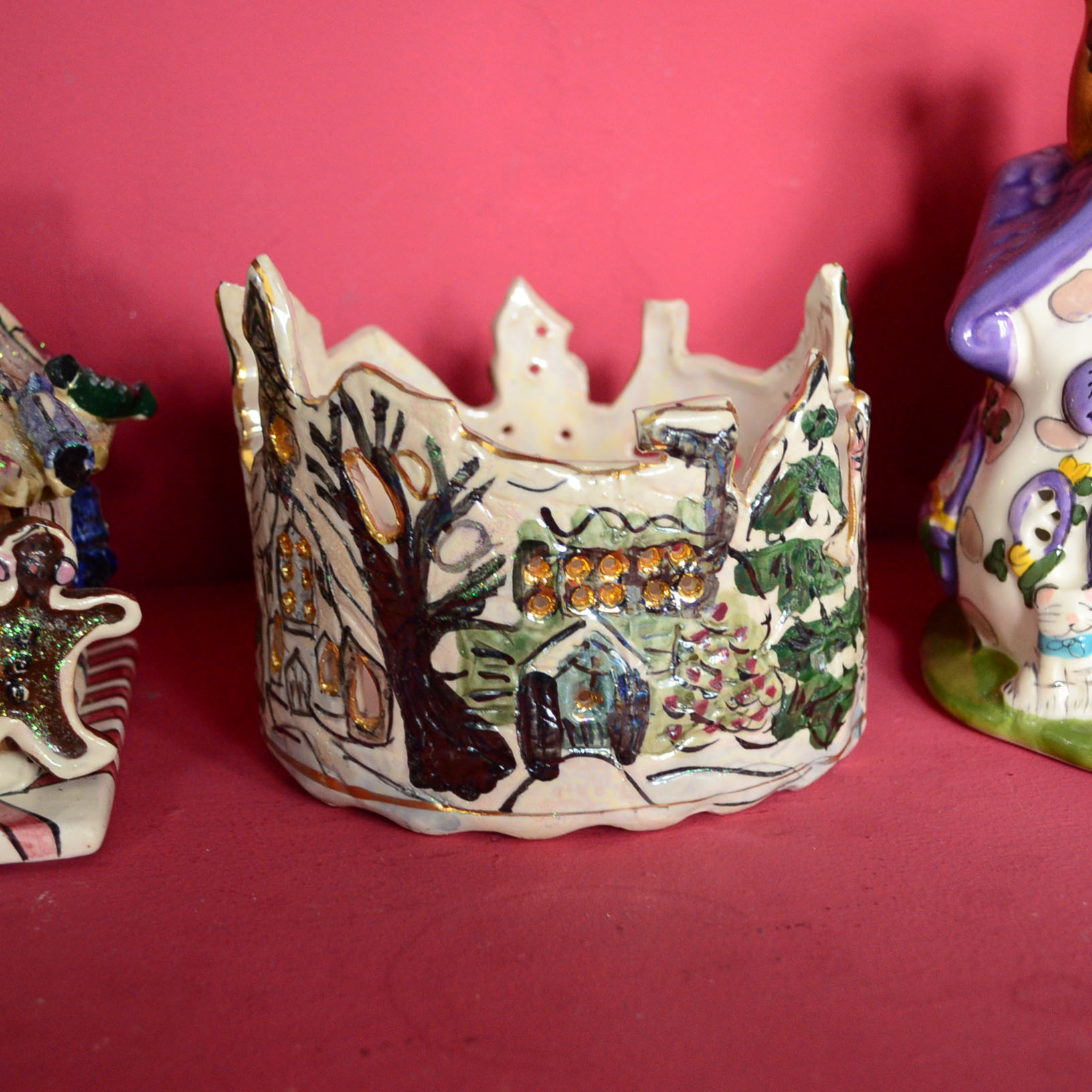 Group Of Blue Sky Ceramic Houses