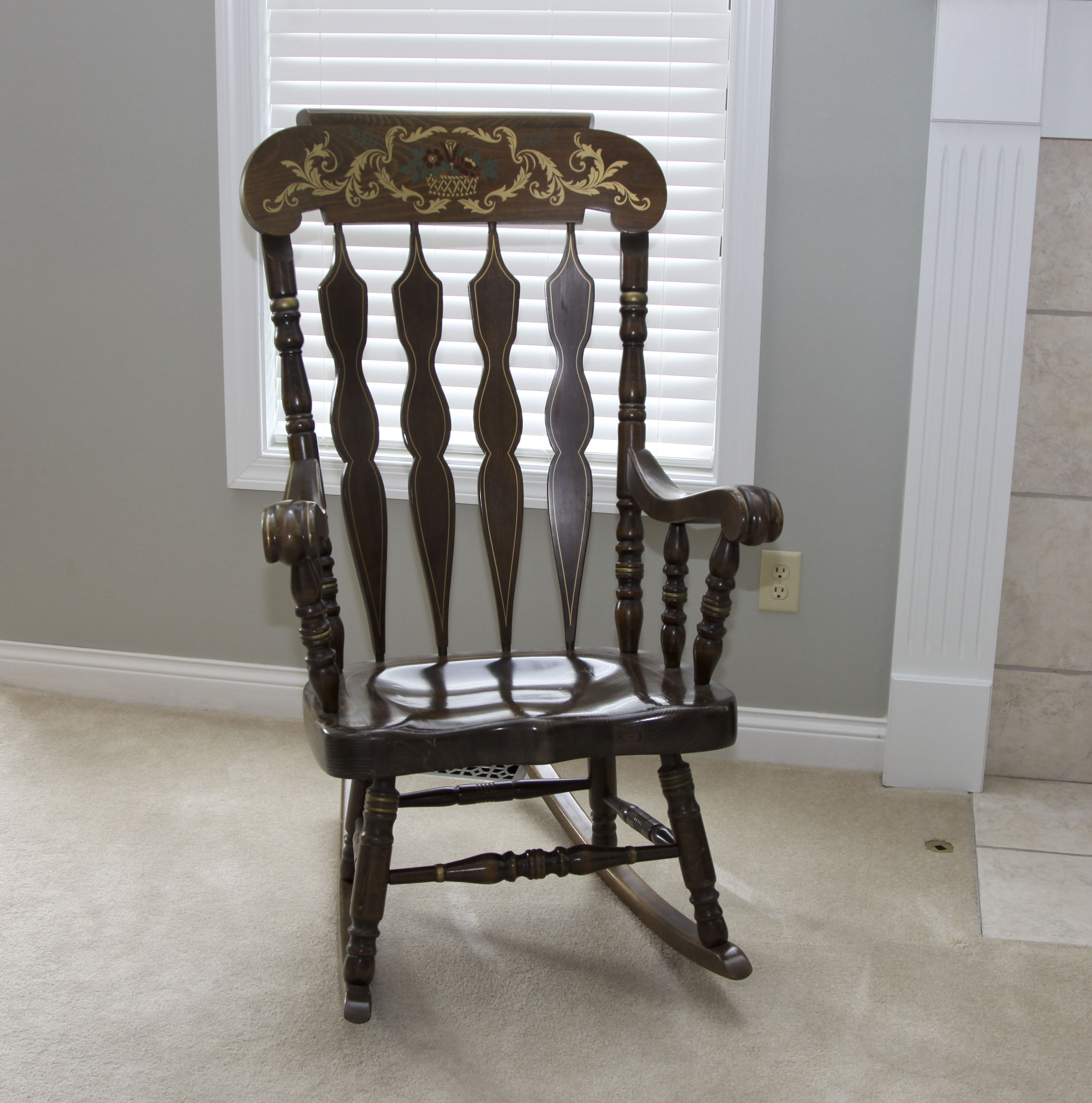 Oak Rocking Chair with Stenciled Details