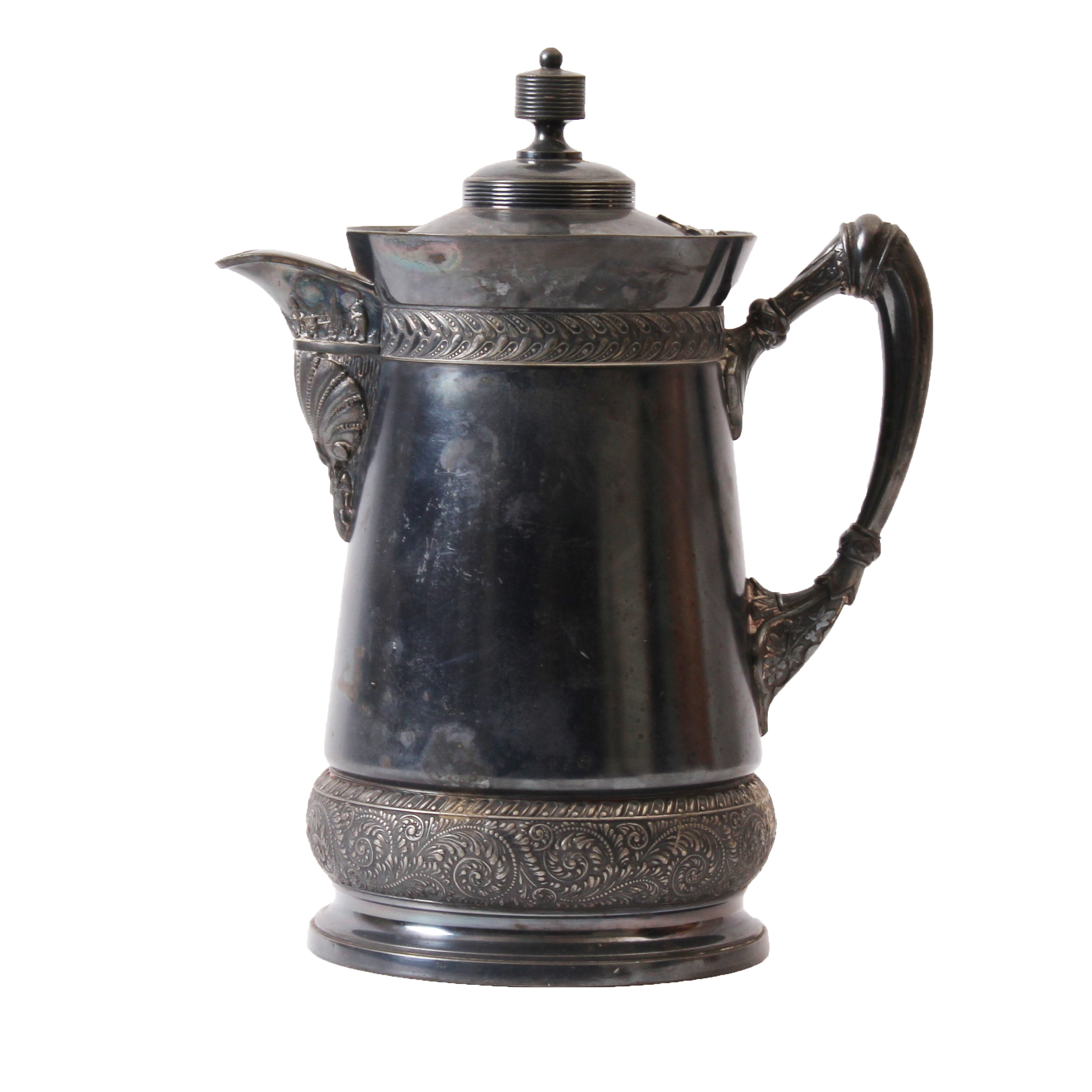 Antique 1868 Meriden Britannia Quadruple Plate Enamel Pitcher