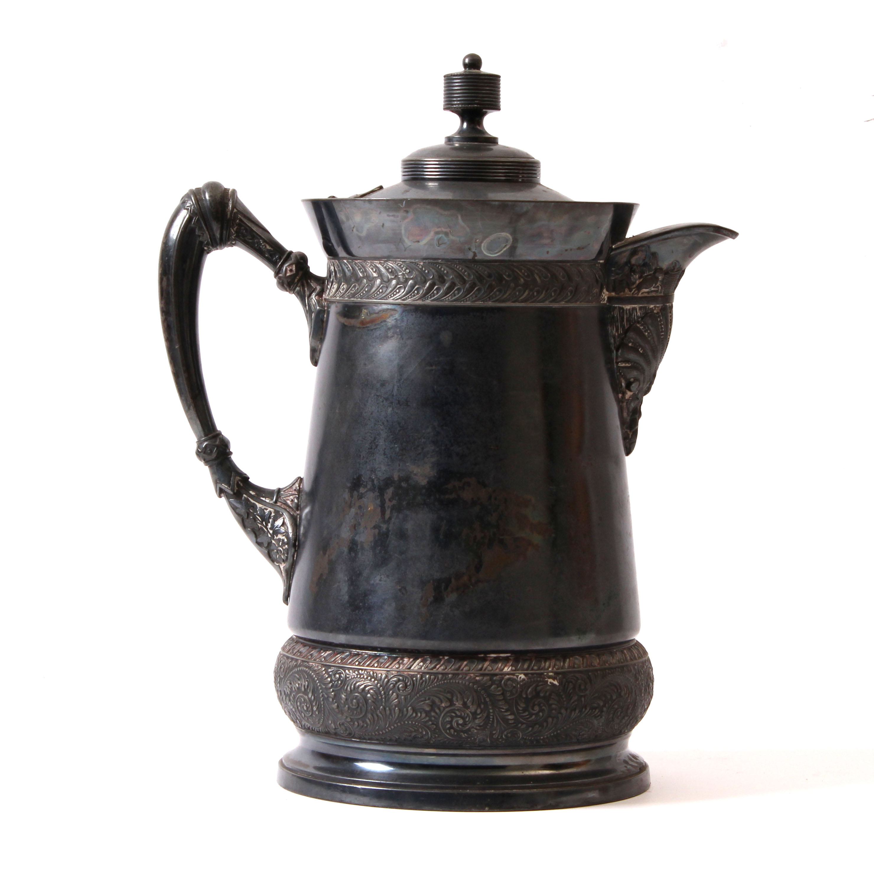 Antique 1868 Meriden Britannia Quadruple Plate Enamel Pitcher