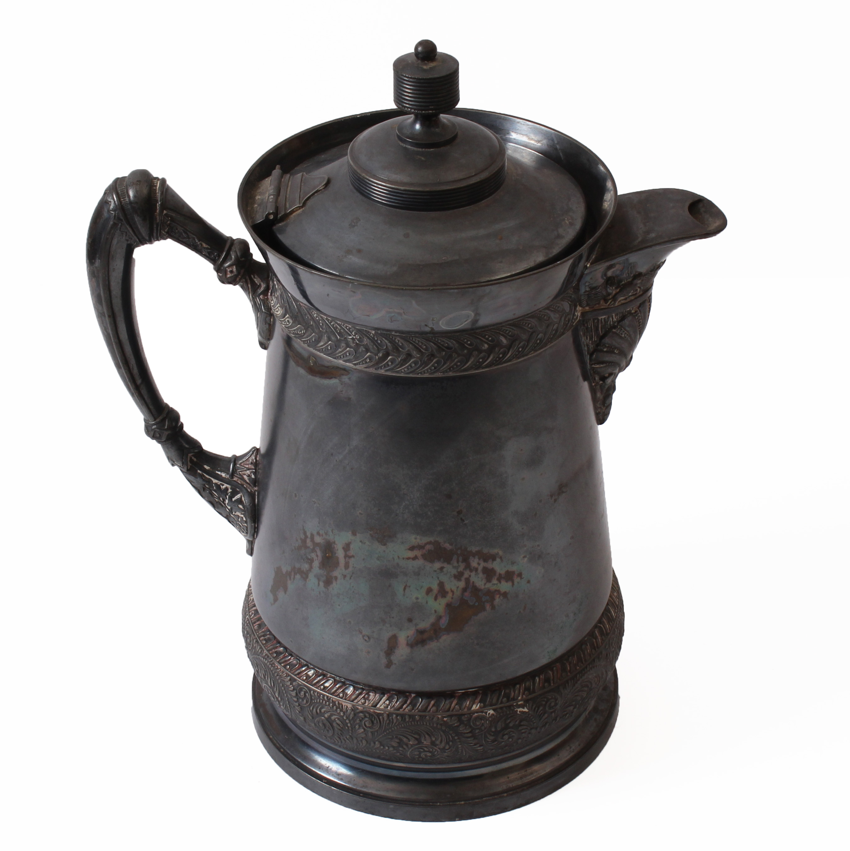 Antique 1868 Meriden Britannia Quadruple Plate Enamel Pitcher