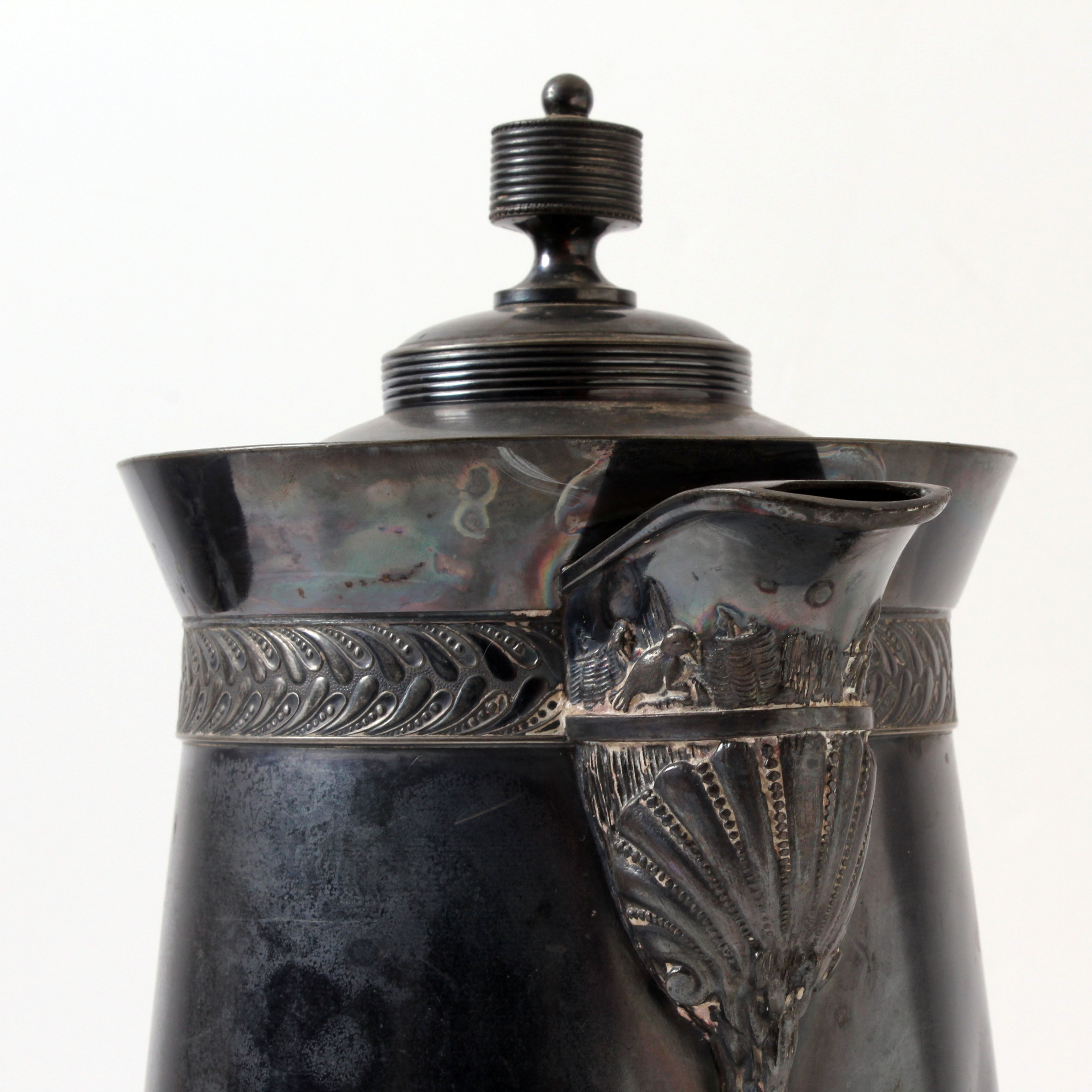 Antique 1868 Meriden Britannia Quadruple Plate Enamel Pitcher