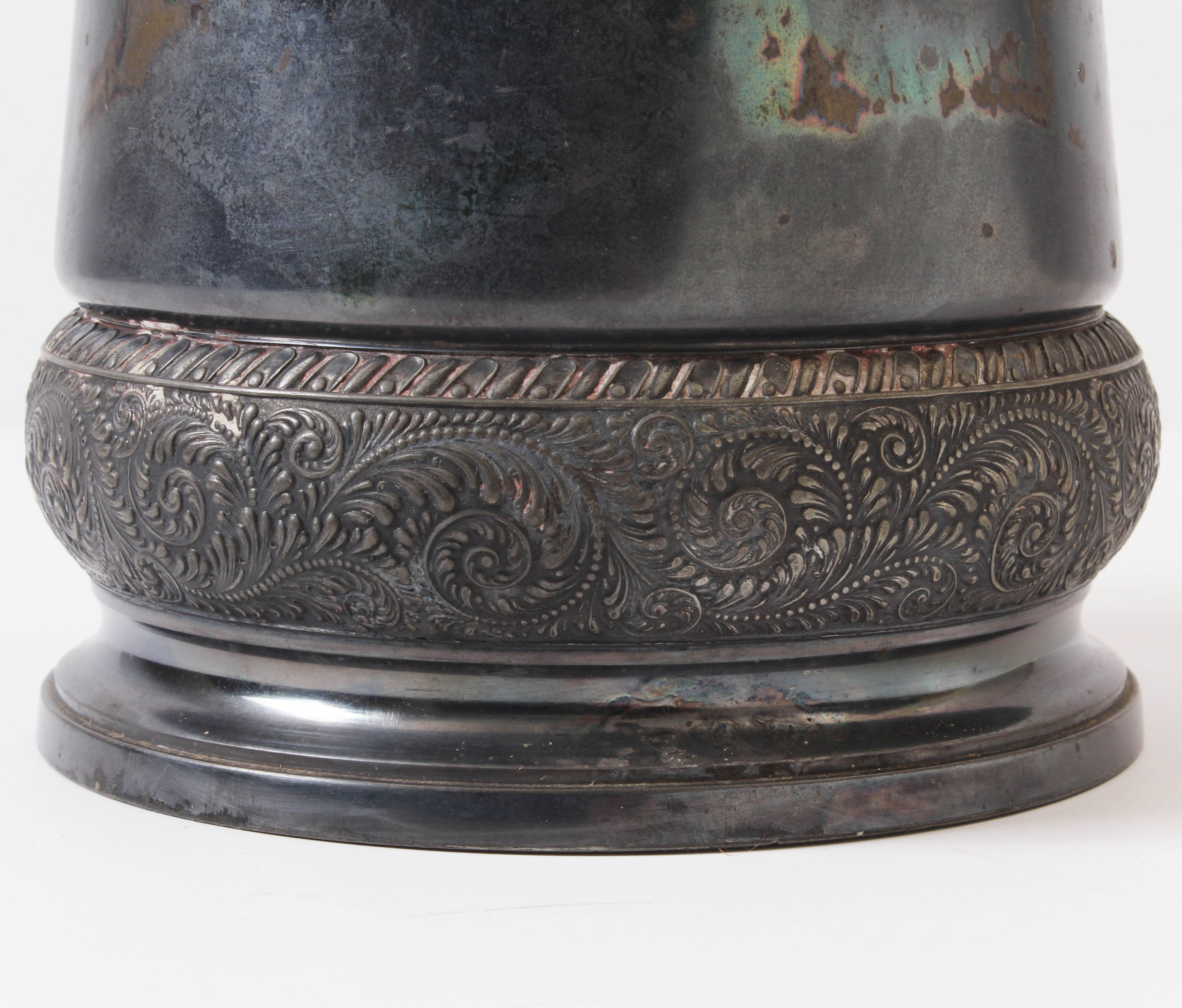 Antique 1868 Meriden Britannia Quadruple Plate Enamel Pitcher