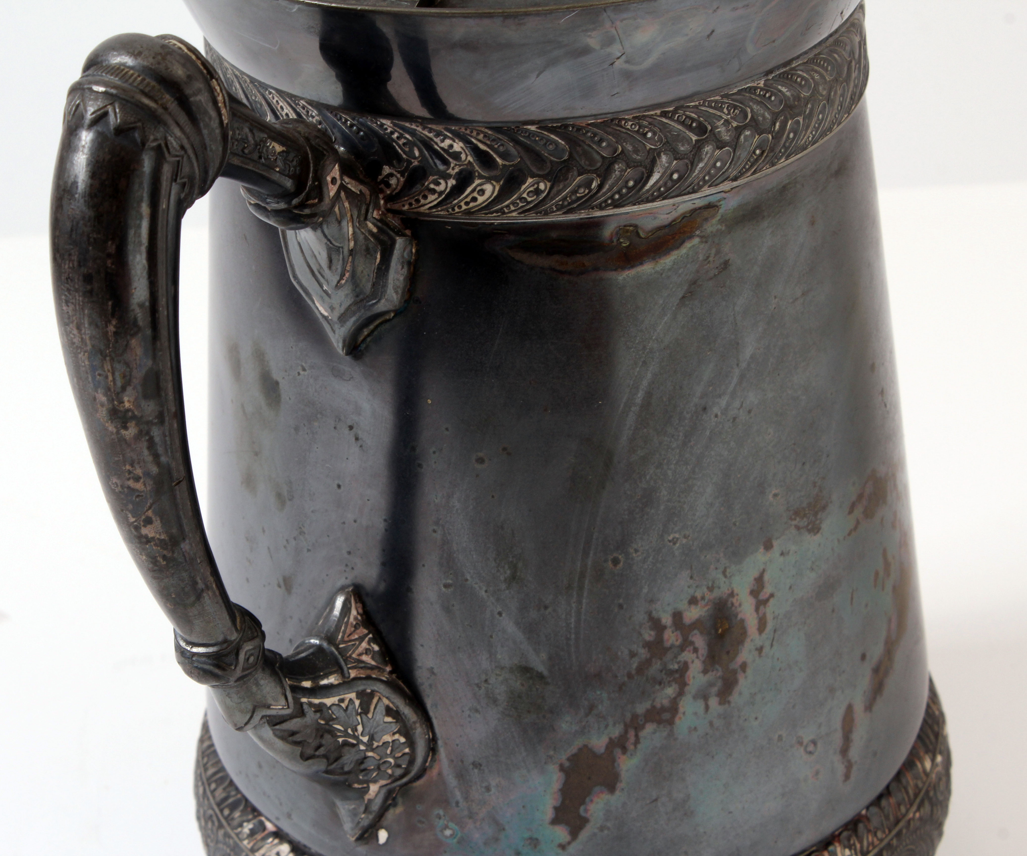 Antique 1868 Meriden Britannia Quadruple Plate Enamel Pitcher