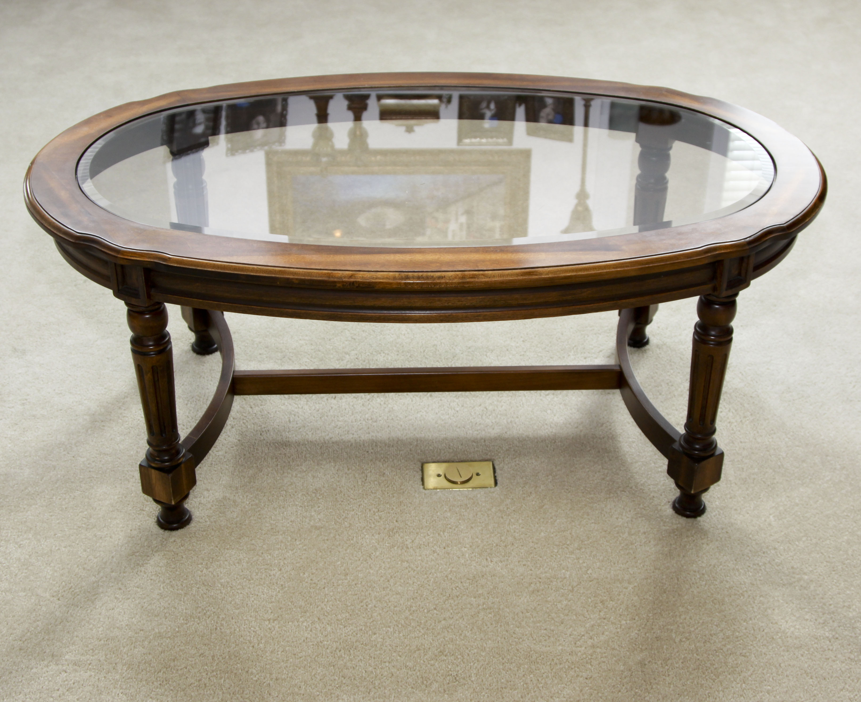 Oval Glass Top Coffee Table