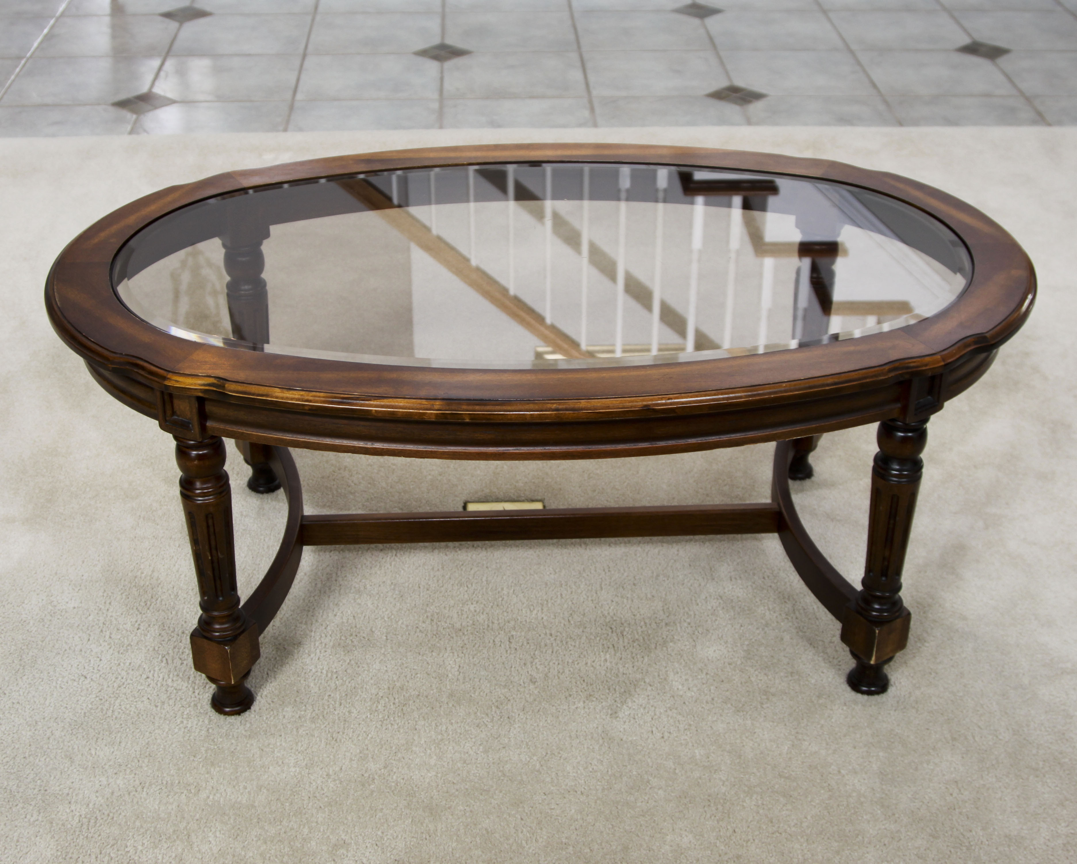 Oval Glass Top Coffee Table