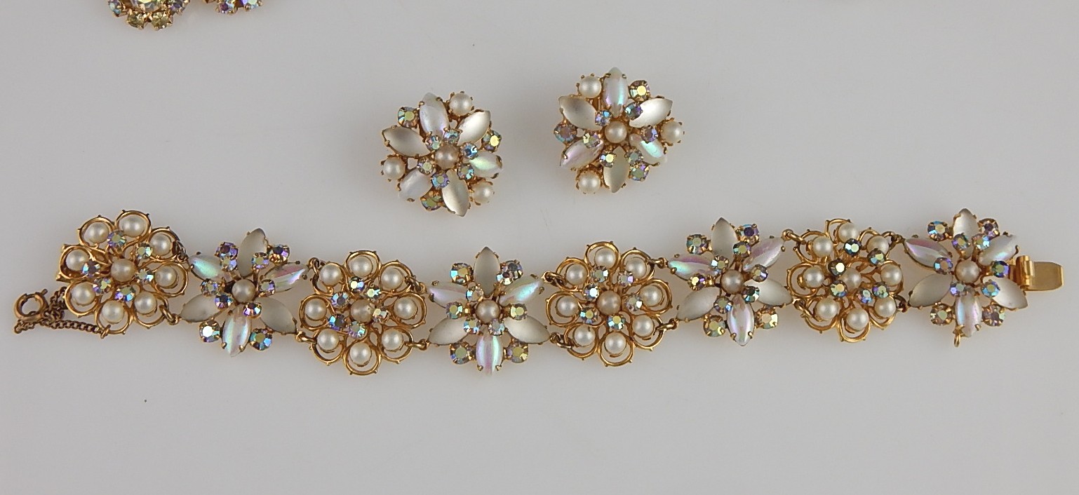 Beautiful Kramer of NY Bracelet/Earrings,and Rhinestone Pieces