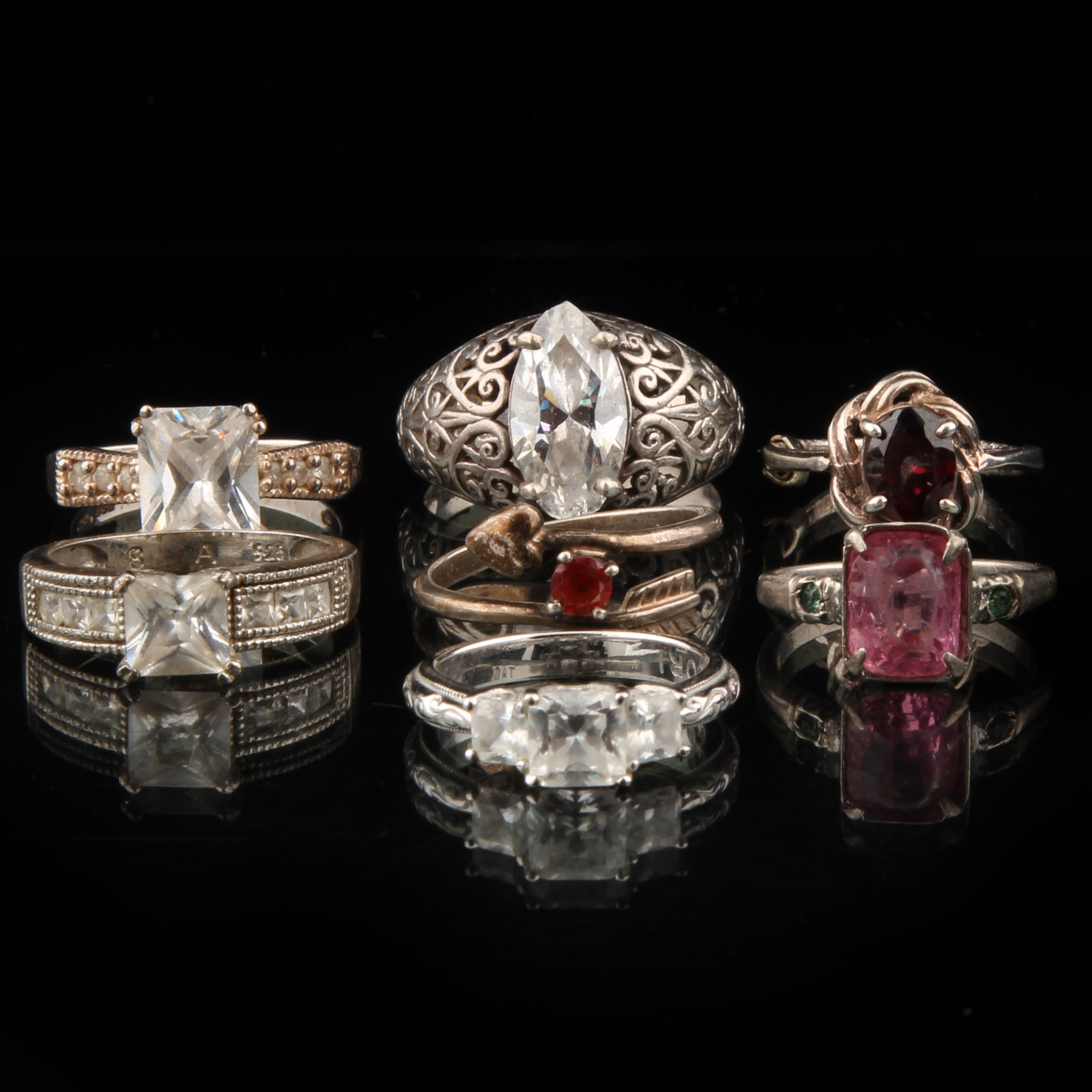 Sterling Silver Rings with Faux Stones