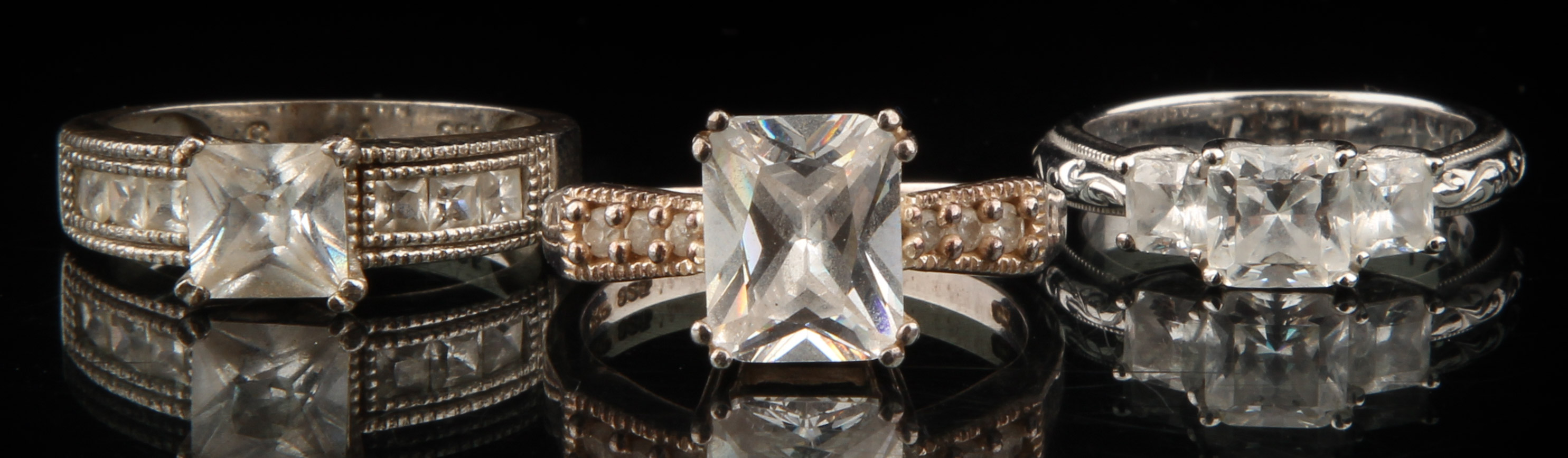 Sterling Silver Rings with Faux Stones