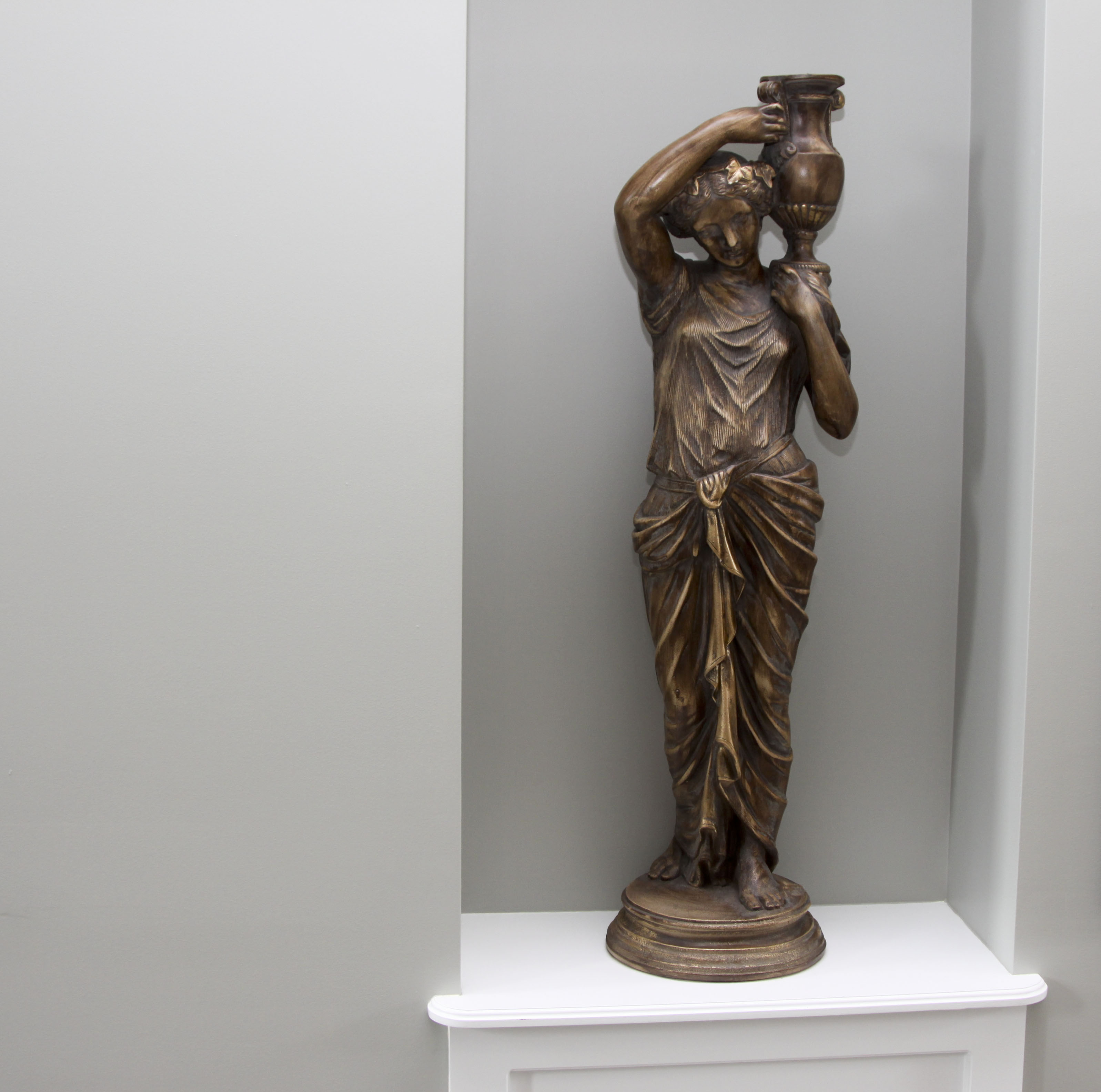 Large Bronze Finished Plaster Statue of a Grecian Woman