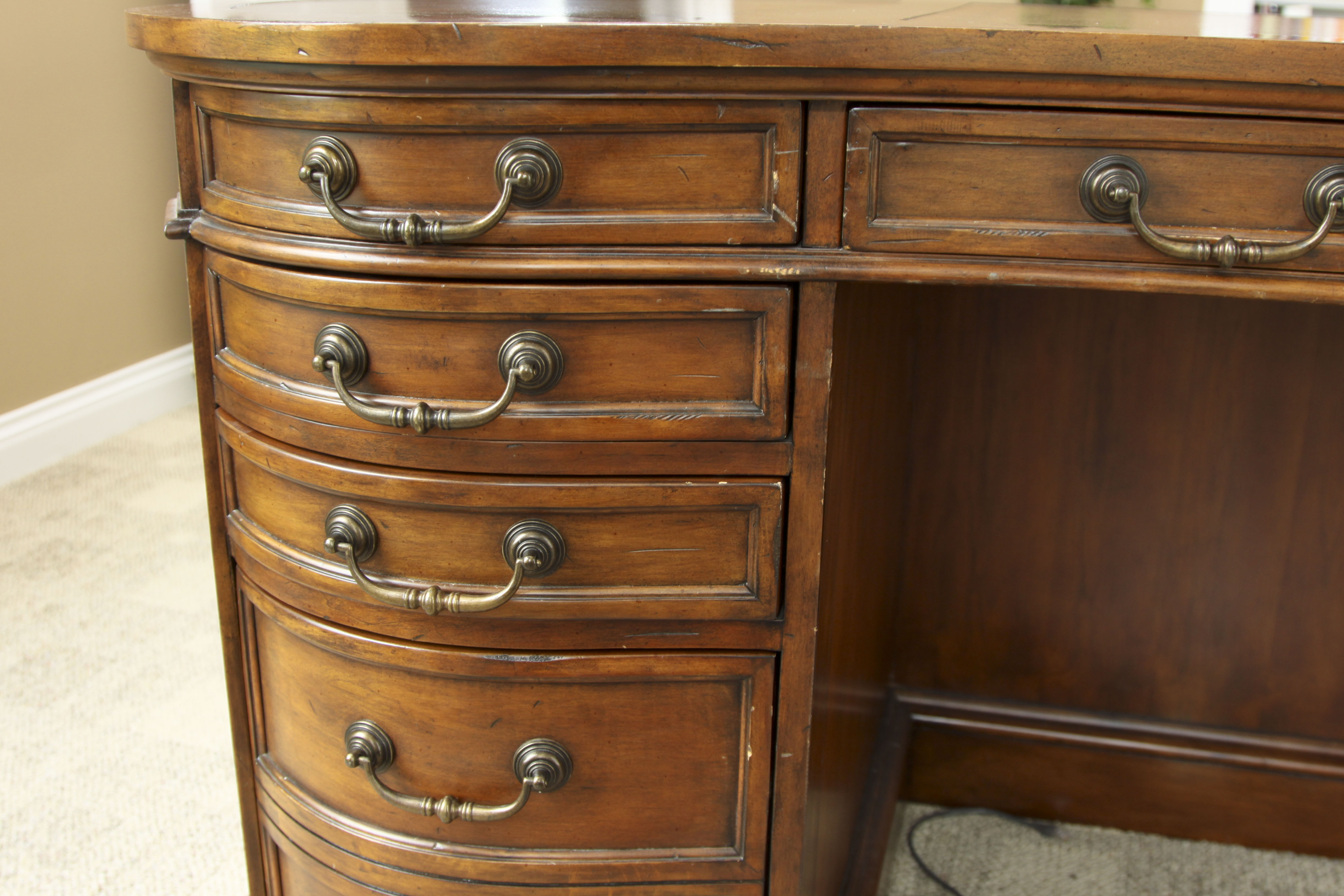 Walnut Kidney-Shaped Executive Desk