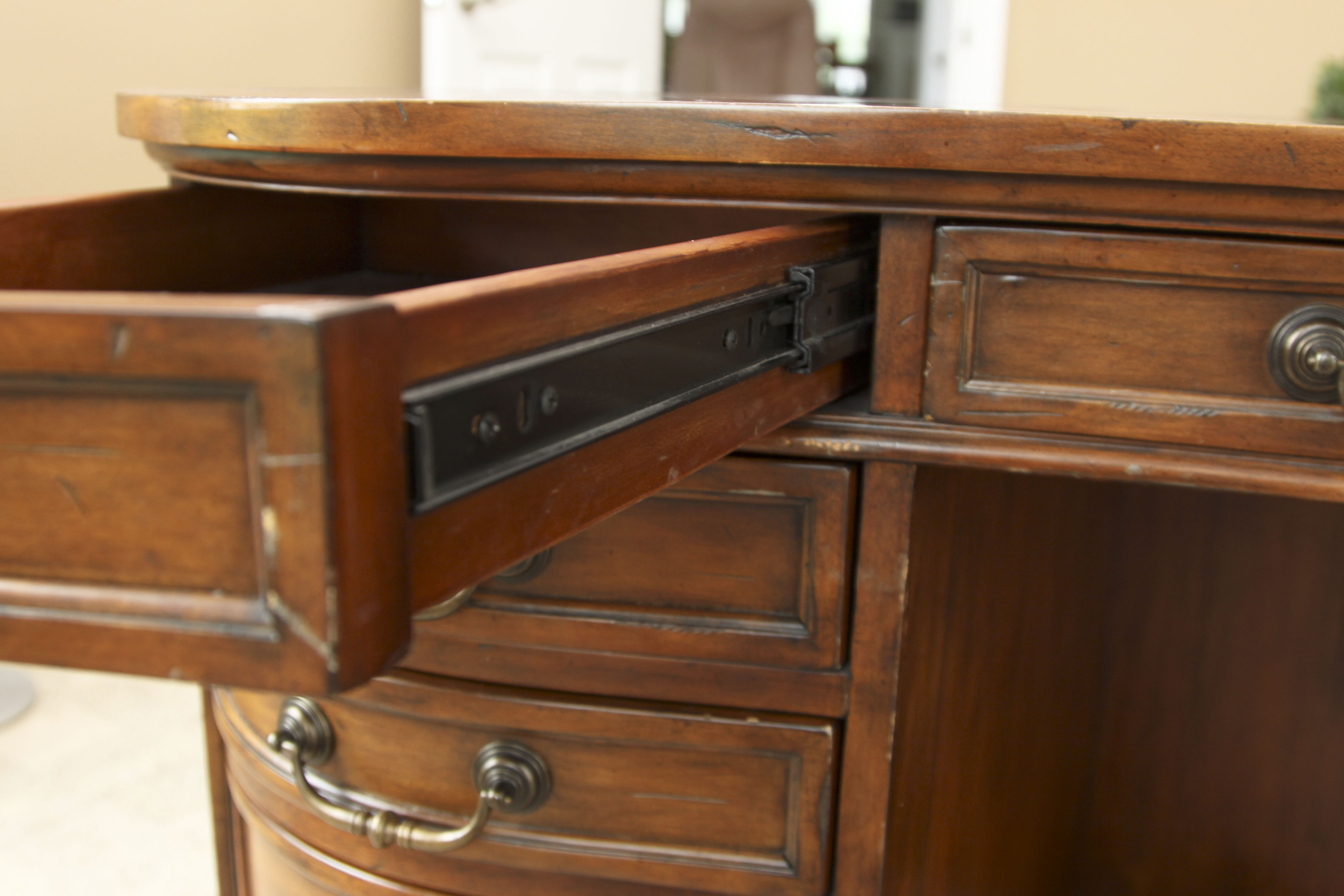 Walnut Kidney-Shaped Executive Desk