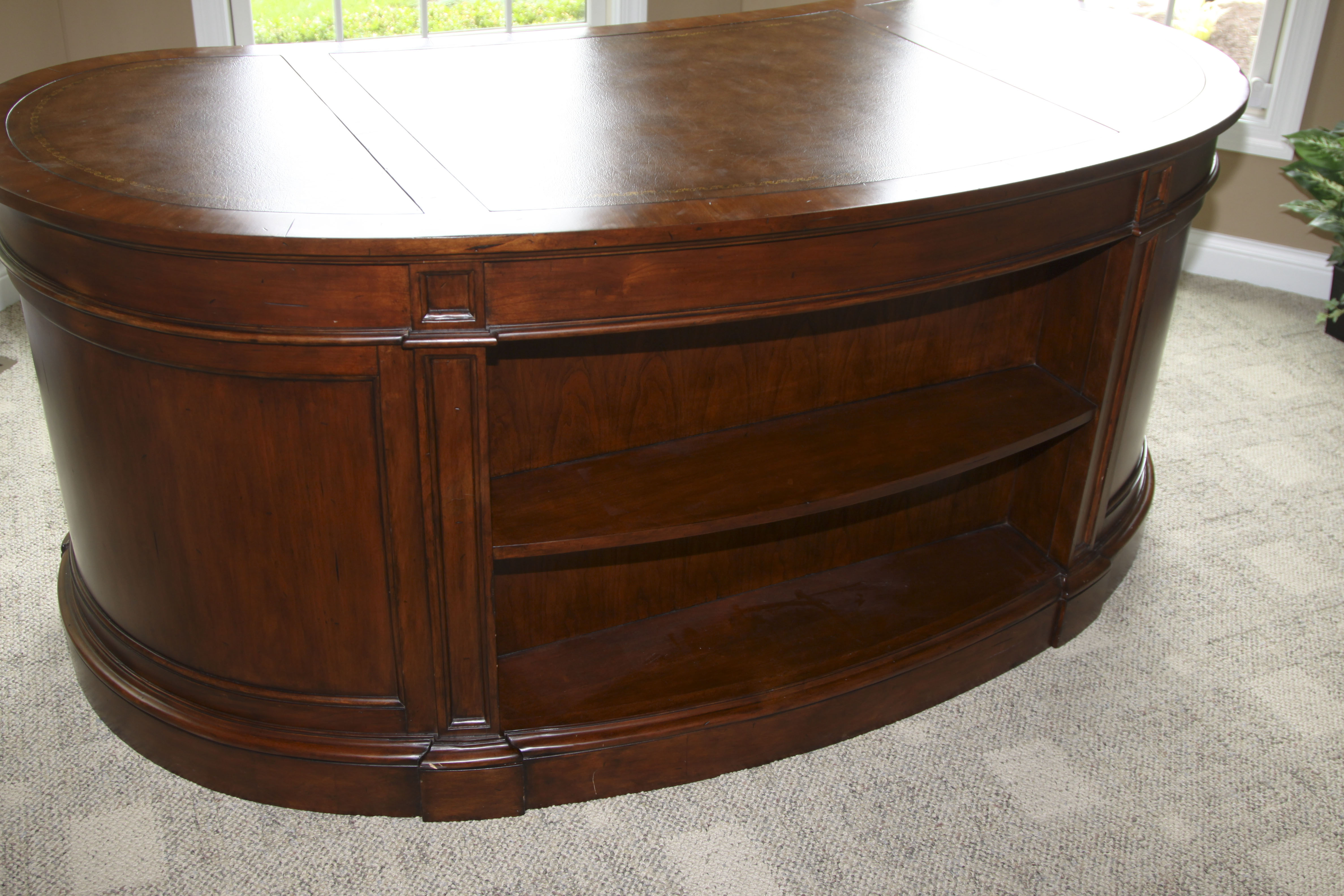 Walnut Kidney-Shaped Executive Desk