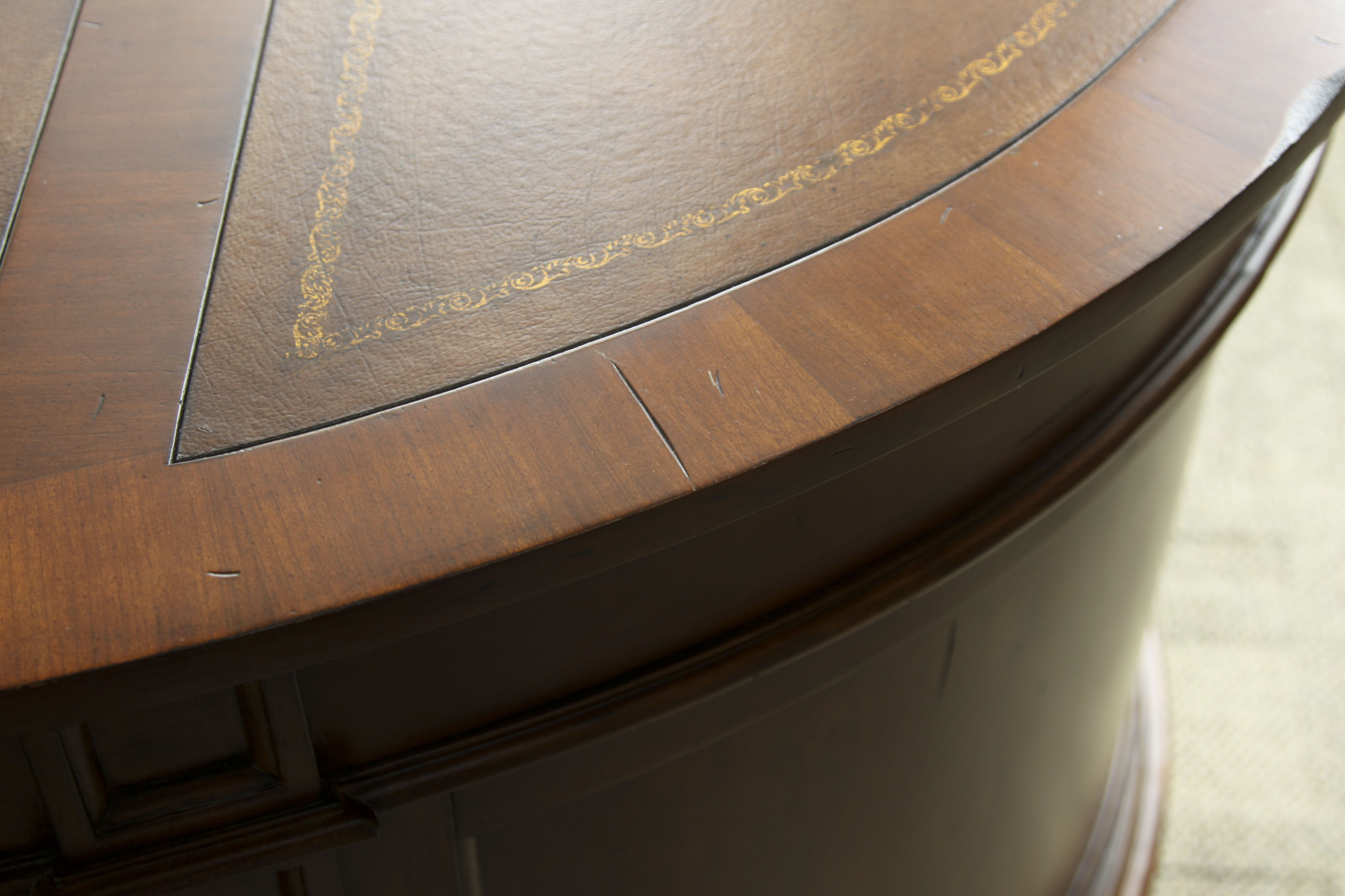 Walnut Kidney-Shaped Executive Desk