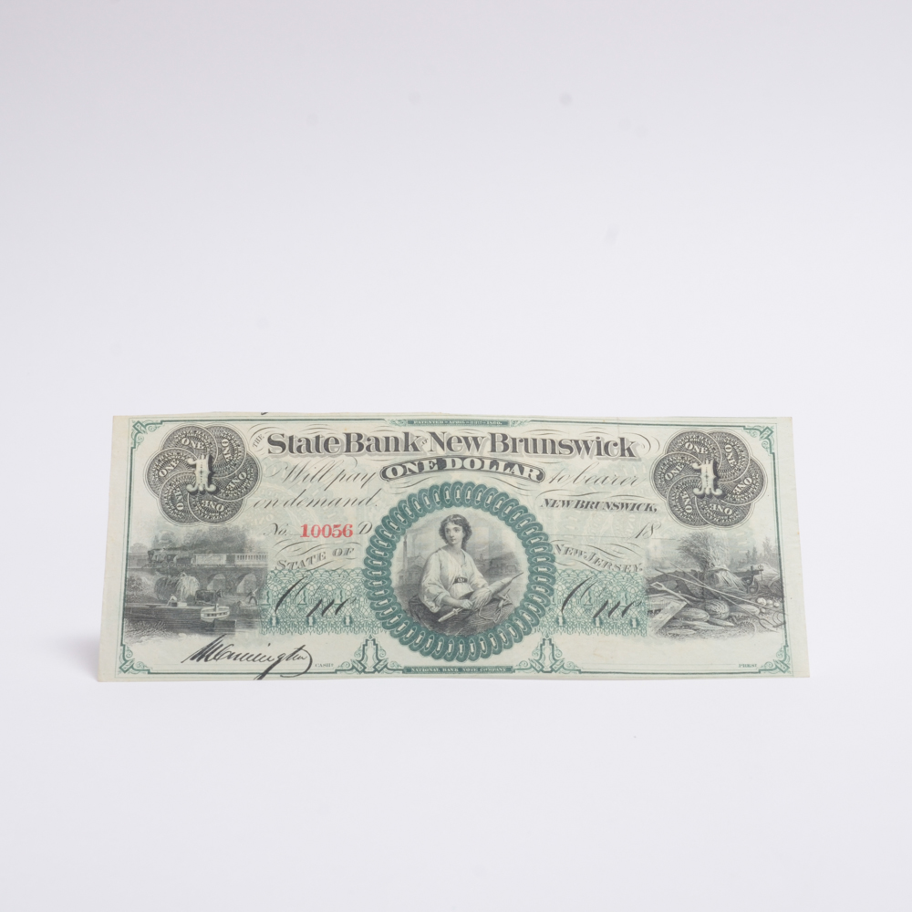 1800s One Dollar Obsolete Currency New Brunswick, NJ Note
