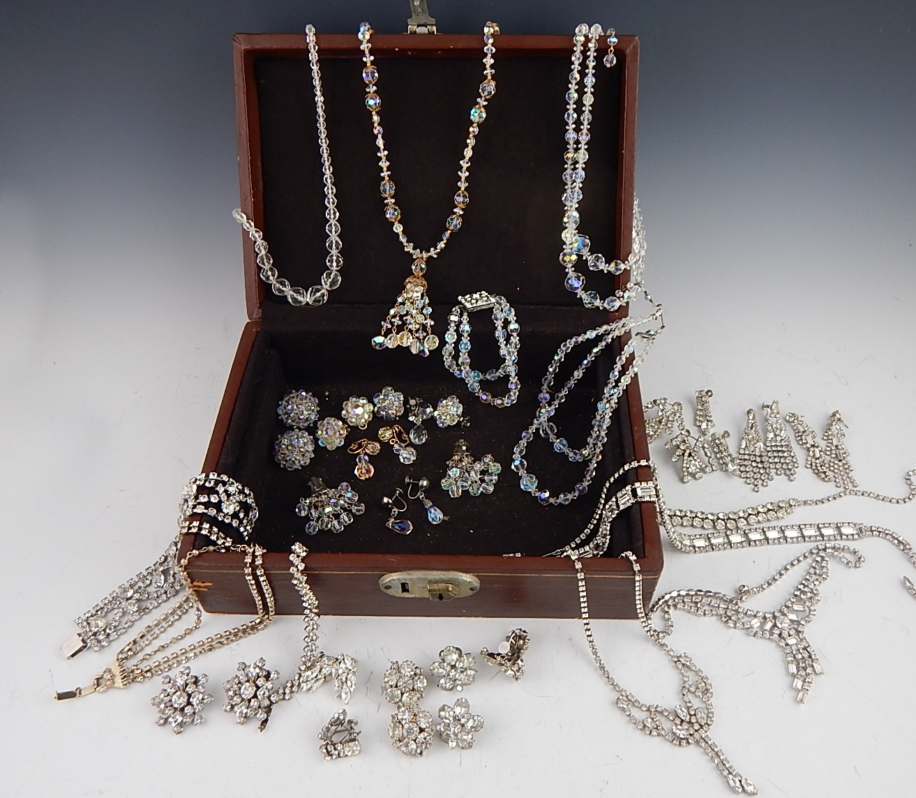 Jewelry Box and Vintage Rhinestone Jewelry