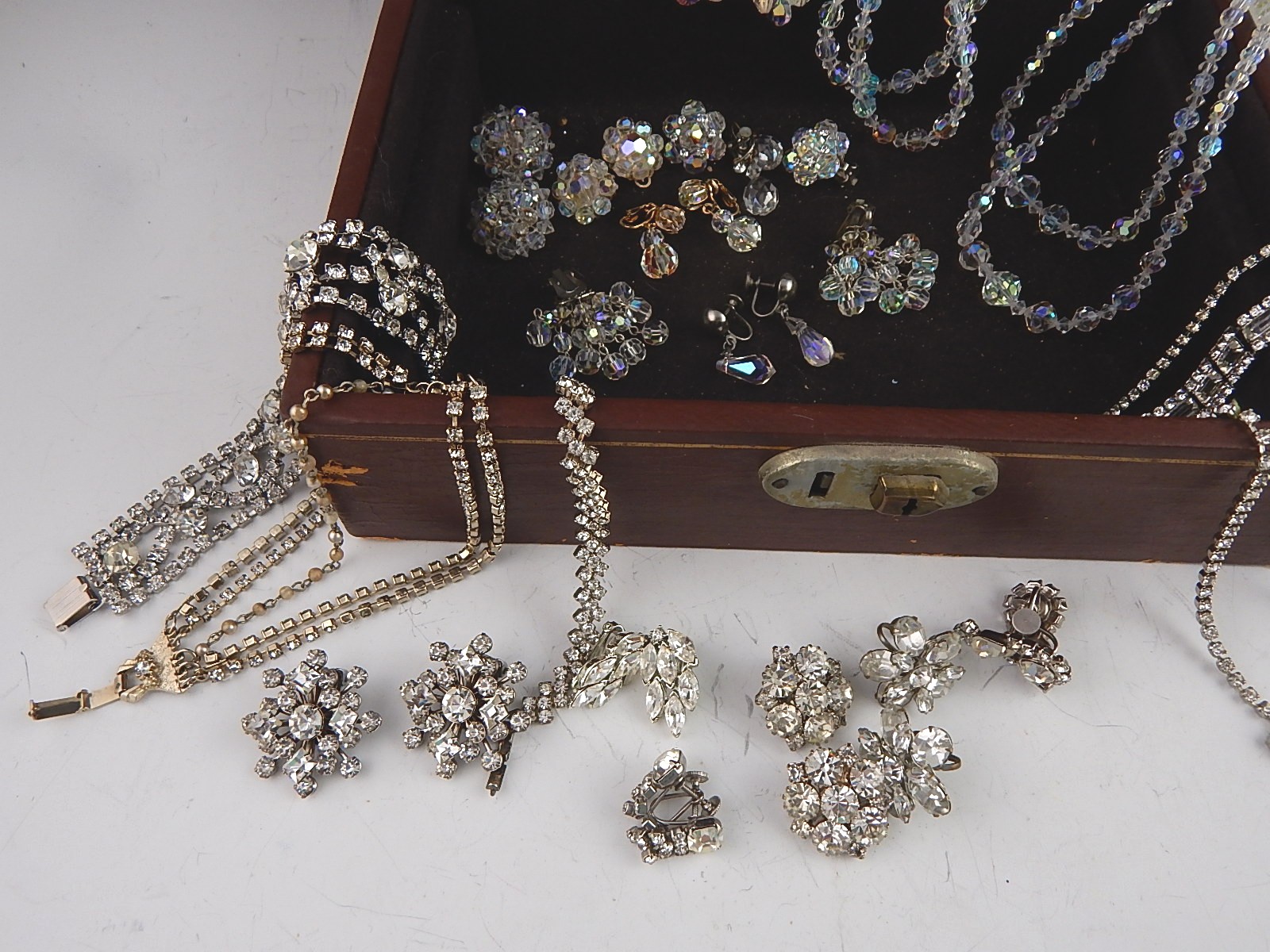 Jewelry Box and Vintage Rhinestone Jewelry