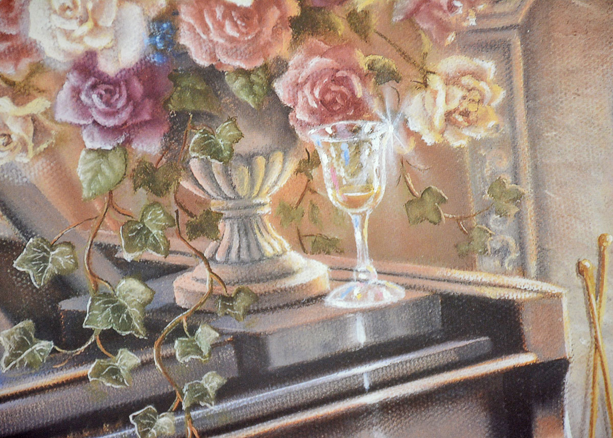 Framed Print of an Interior Scene with Piano by J. Gibson