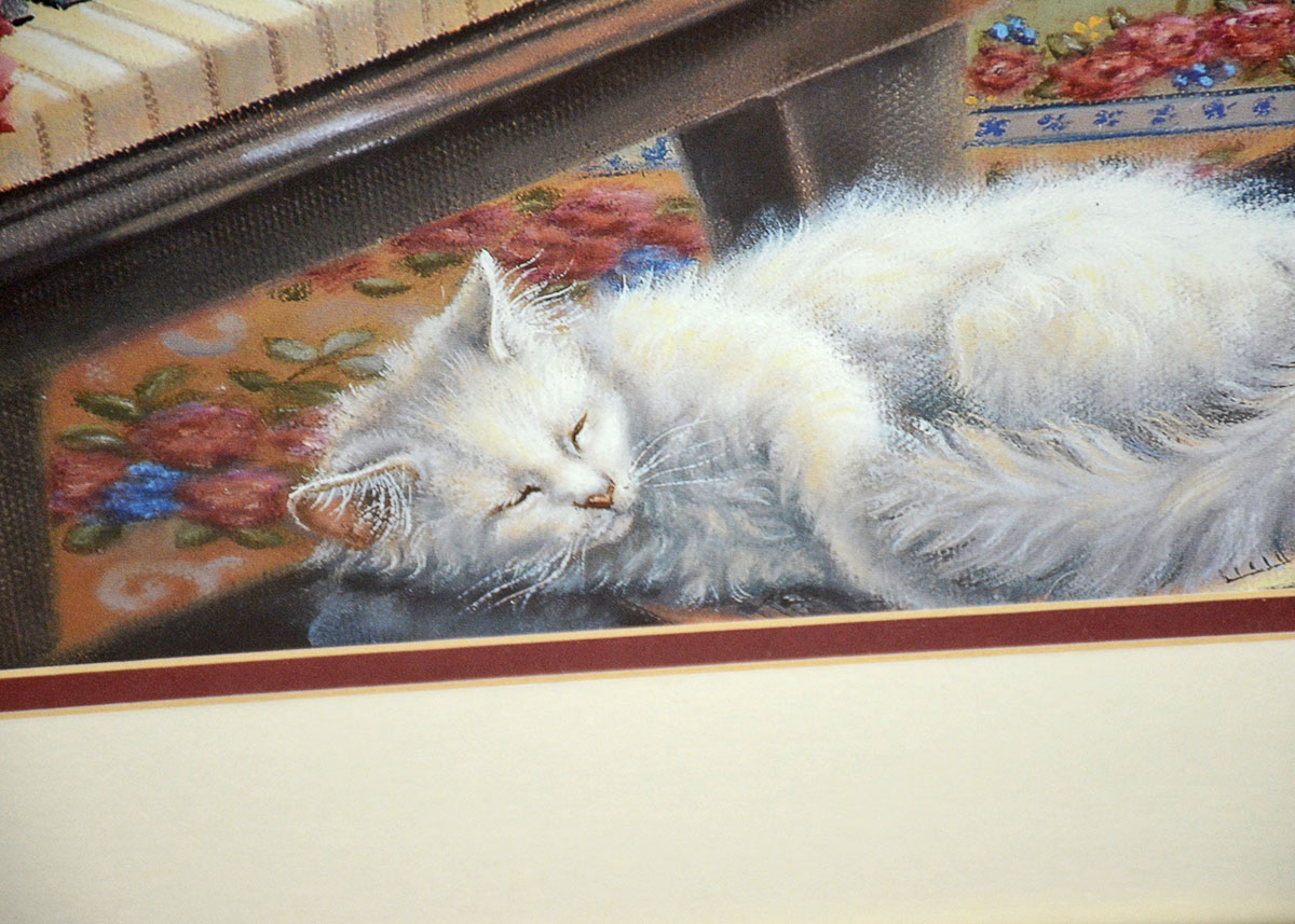 Framed Print of an Interior Scene with Piano by J. Gibson