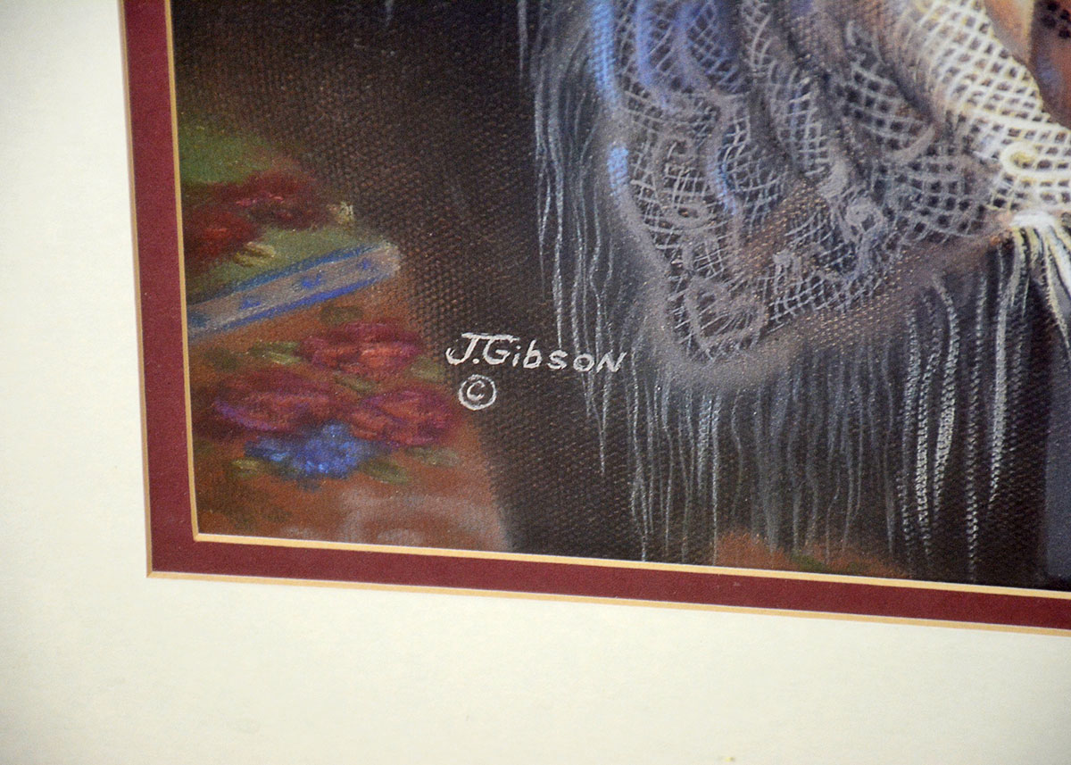 Framed Print of an Interior Scene with Piano by J. Gibson