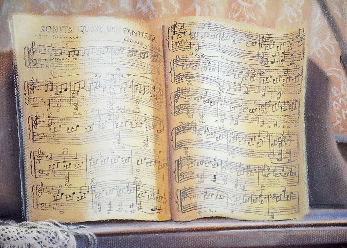 Framed Print of an Interior Scene with Piano by J. Gibson