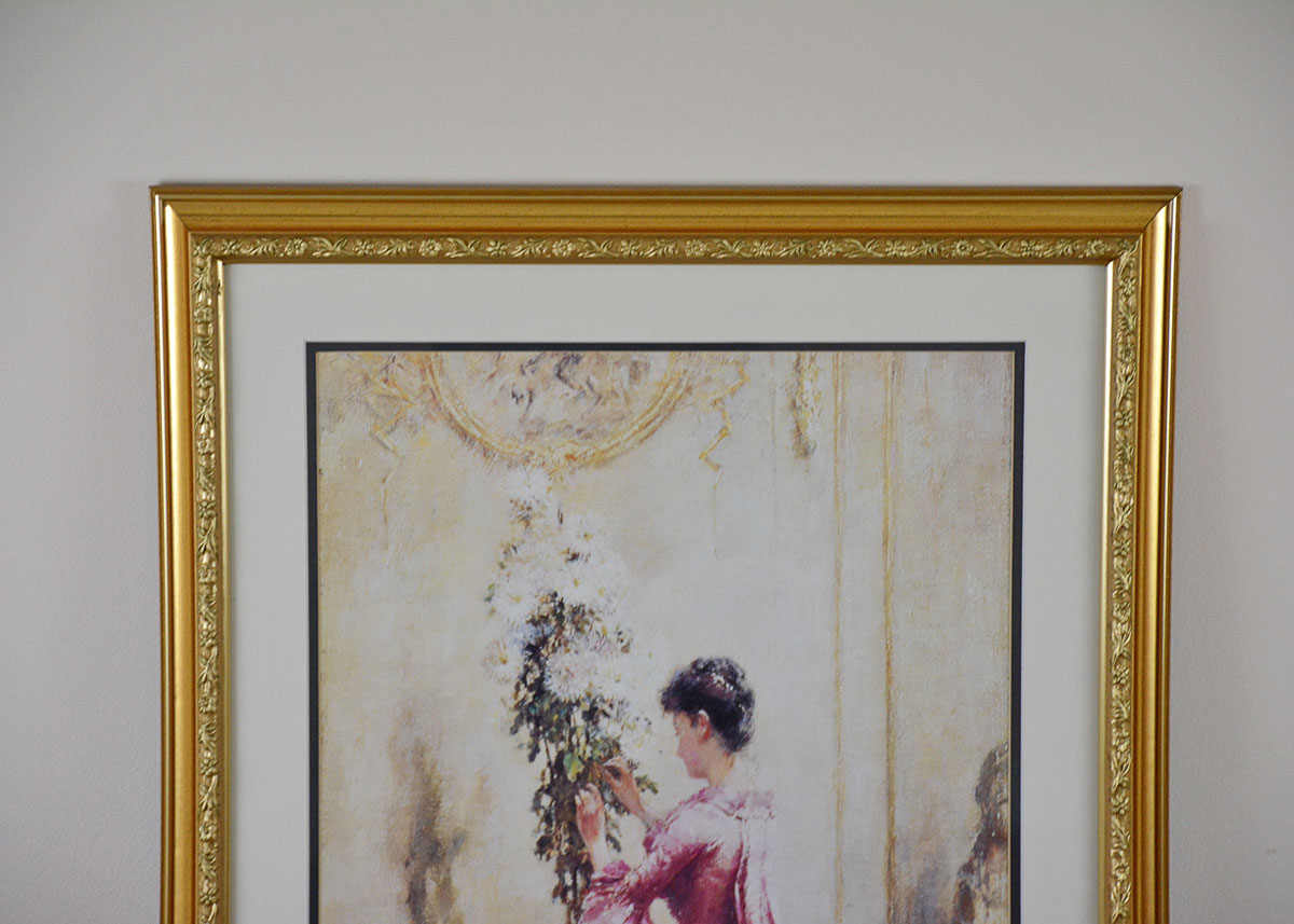 Eugene Joors Offset Lithograph "Woman with Chrysanthemums"