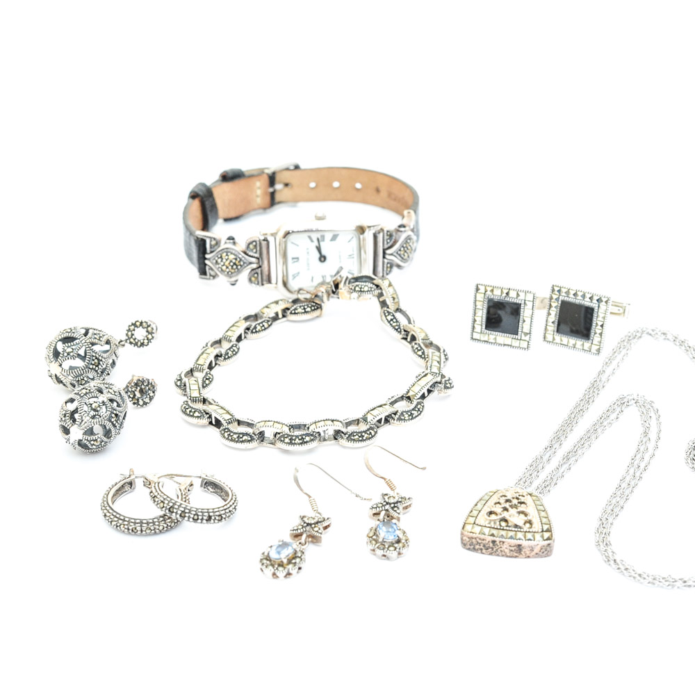 Sterling Silver and Marcasite Jewelry Featuring Judith Jack