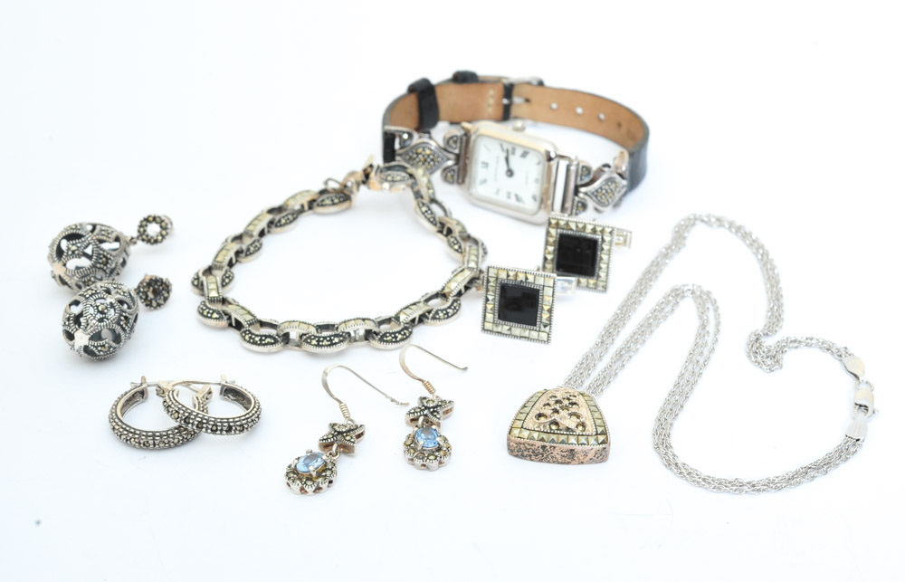 Sterling Silver and Marcasite Jewelry Featuring Judith Jack