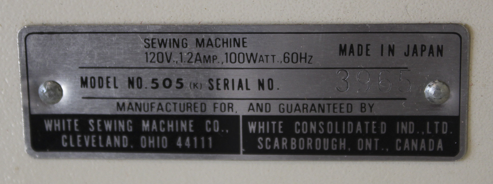 Vintage White Brand Sewing Machine