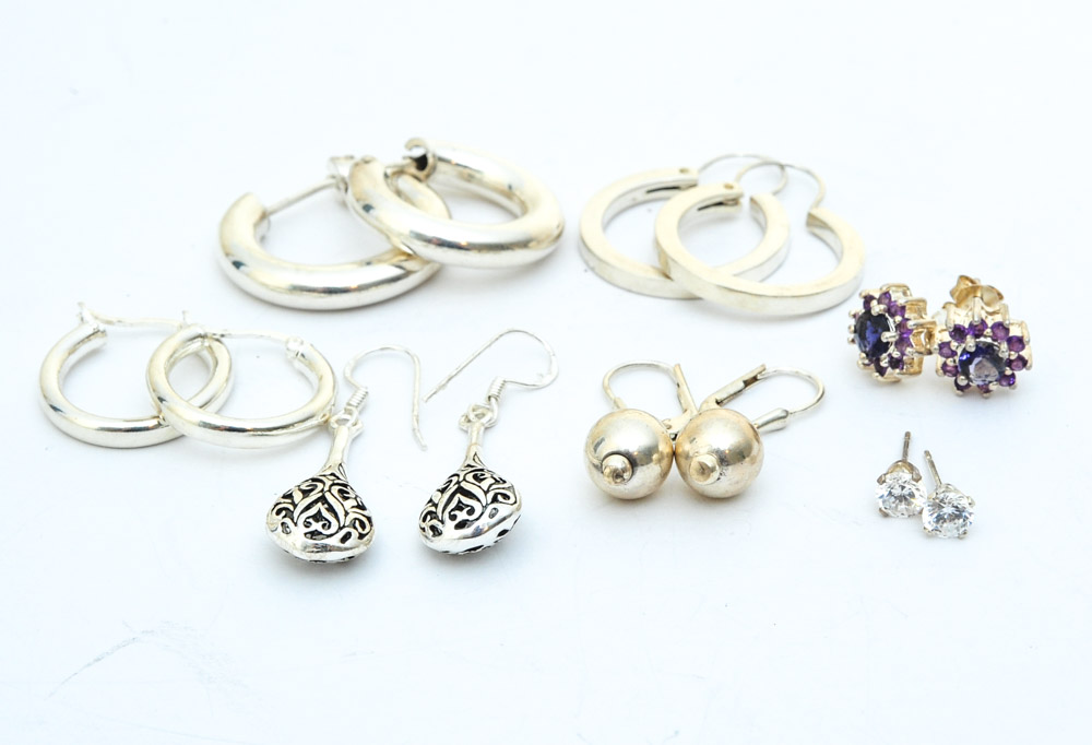 Collection of Sterling Silver Earrings
