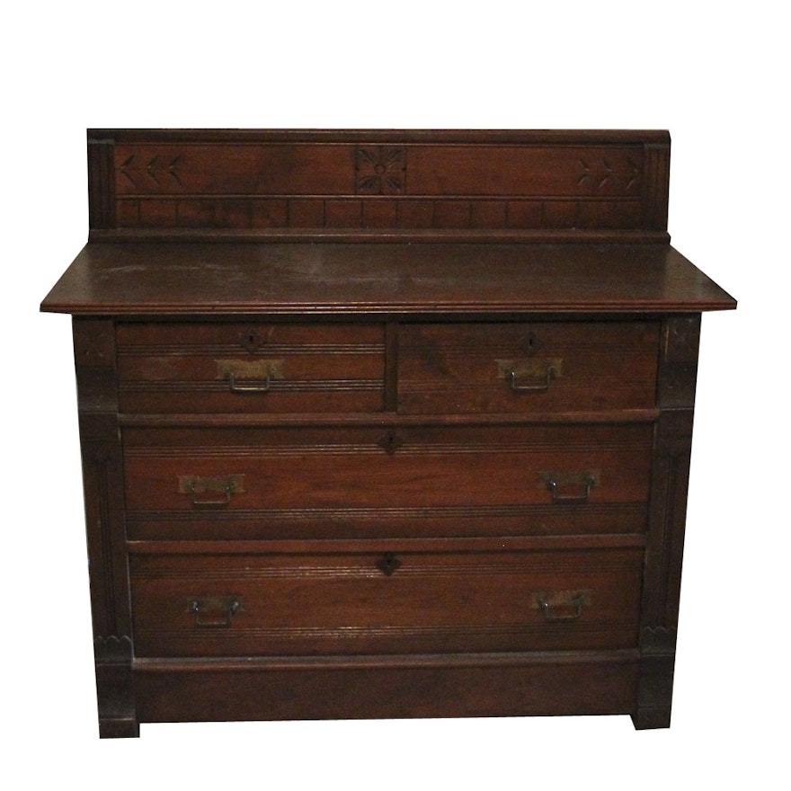 Antique Eastlake Walnut Chest of Drawers