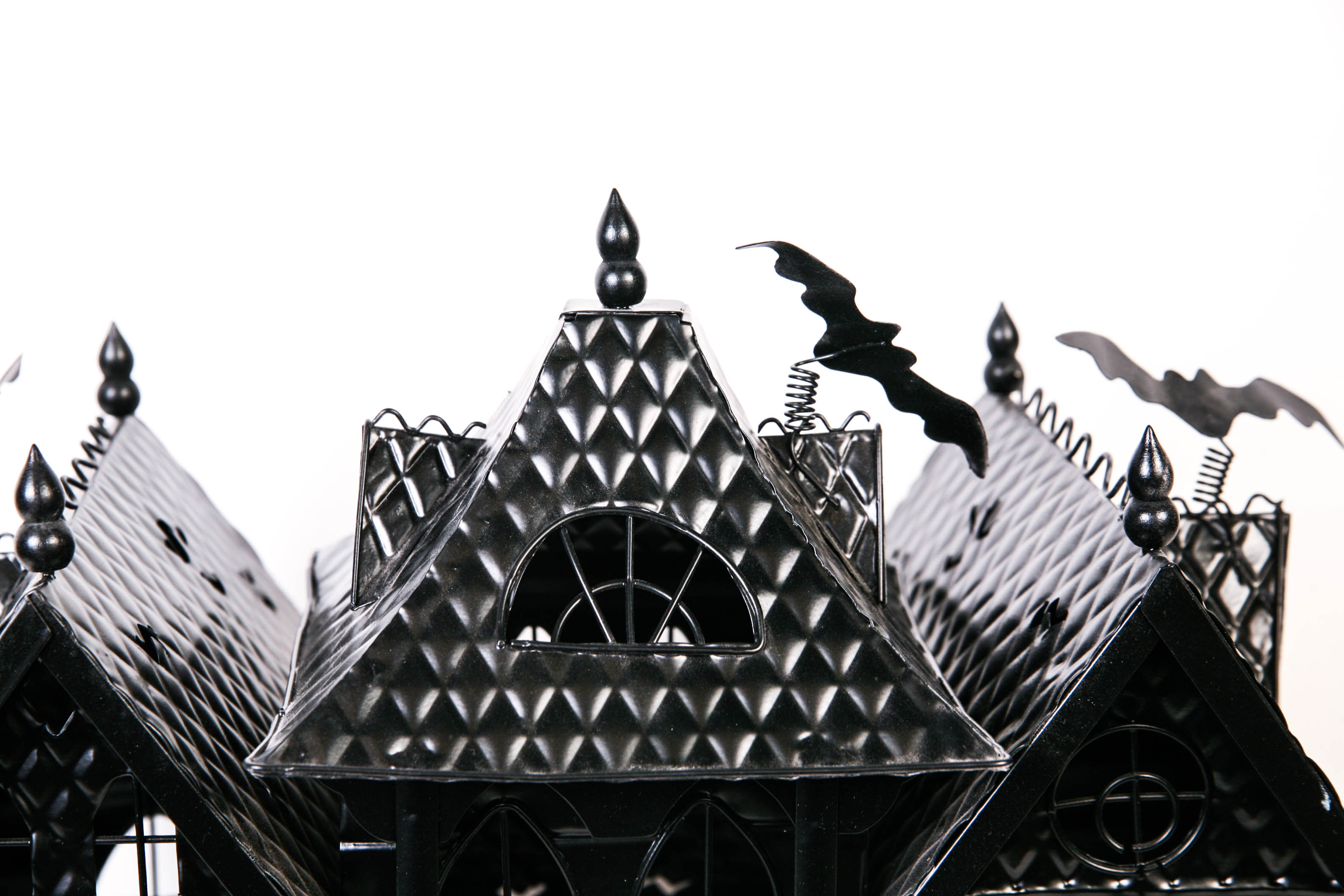 Black Metal Haunted House Tea Light Holder