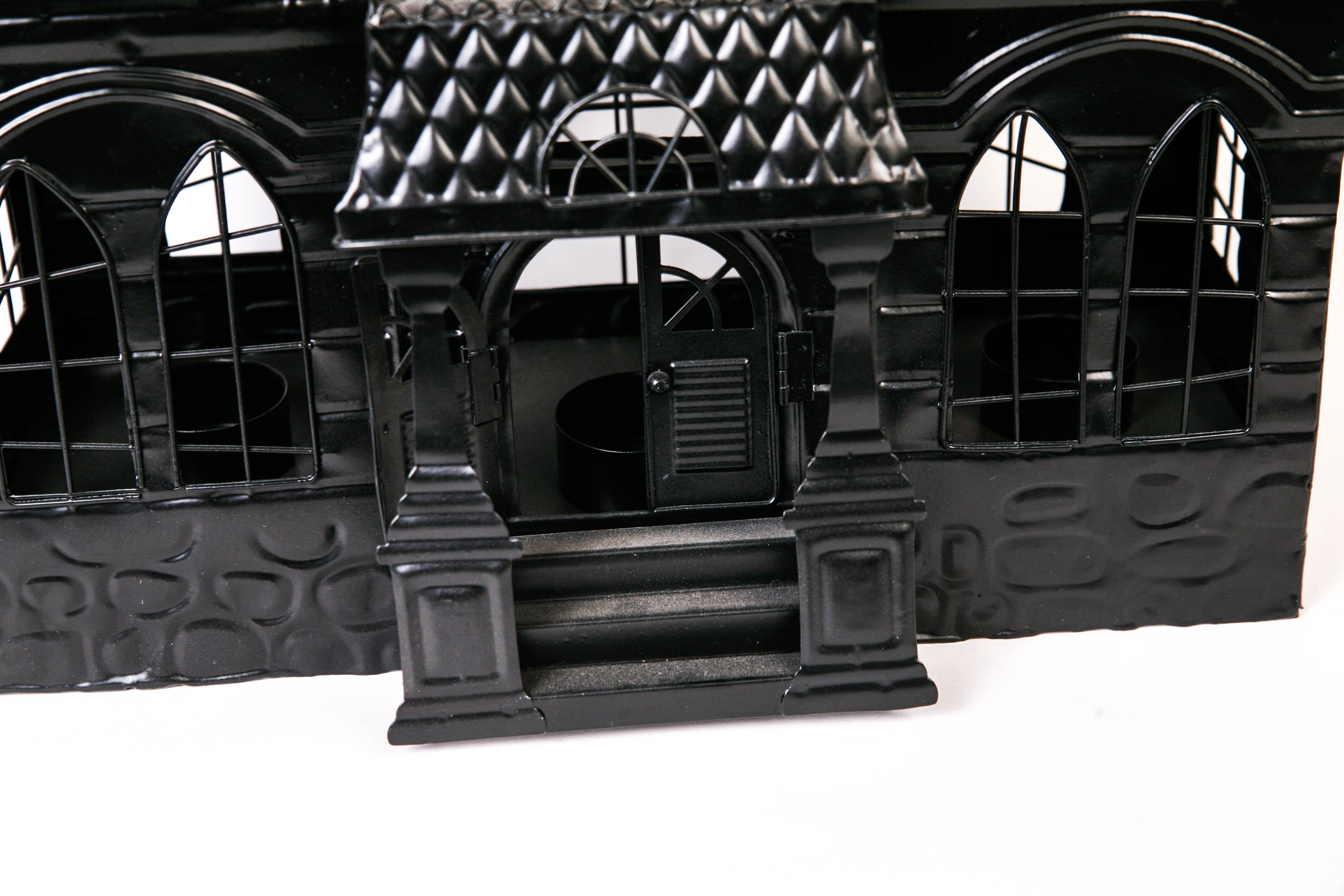 Black Metal Haunted House Tea Light Holder