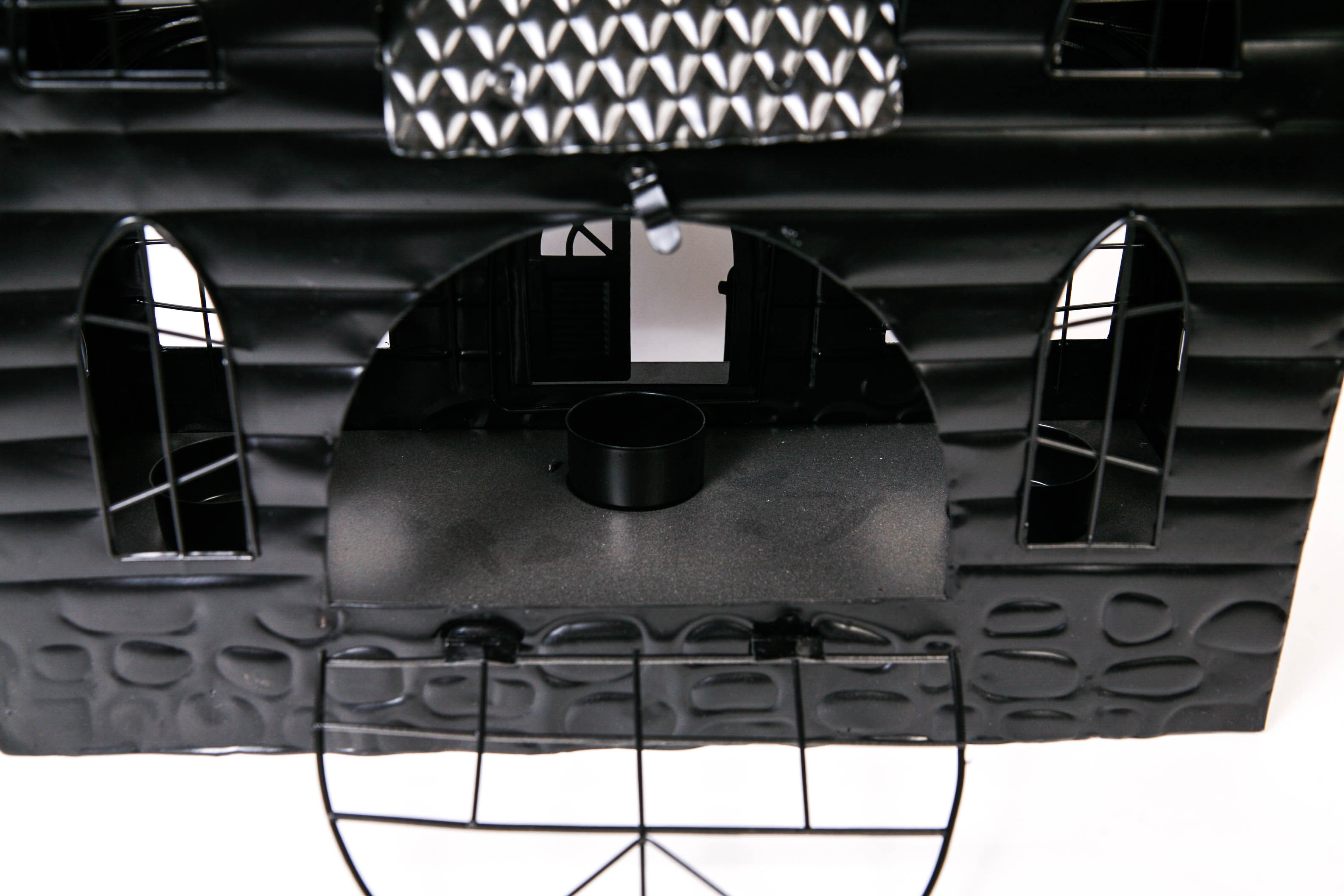 Black Metal Haunted House Tea Light Holder