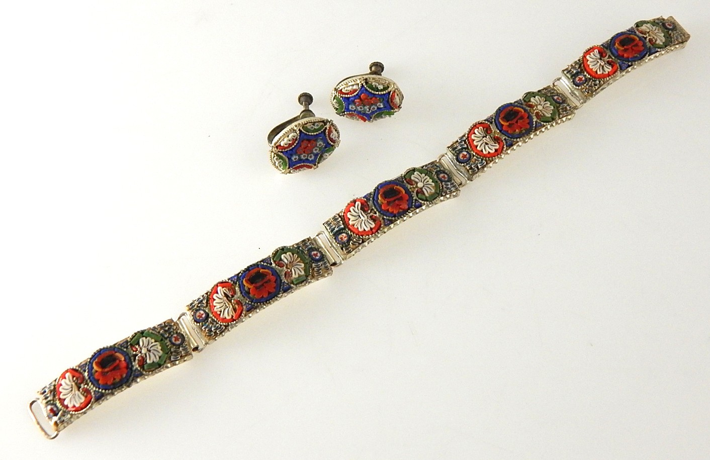 Italy Micro Mosaic Bracelet and Earrings
