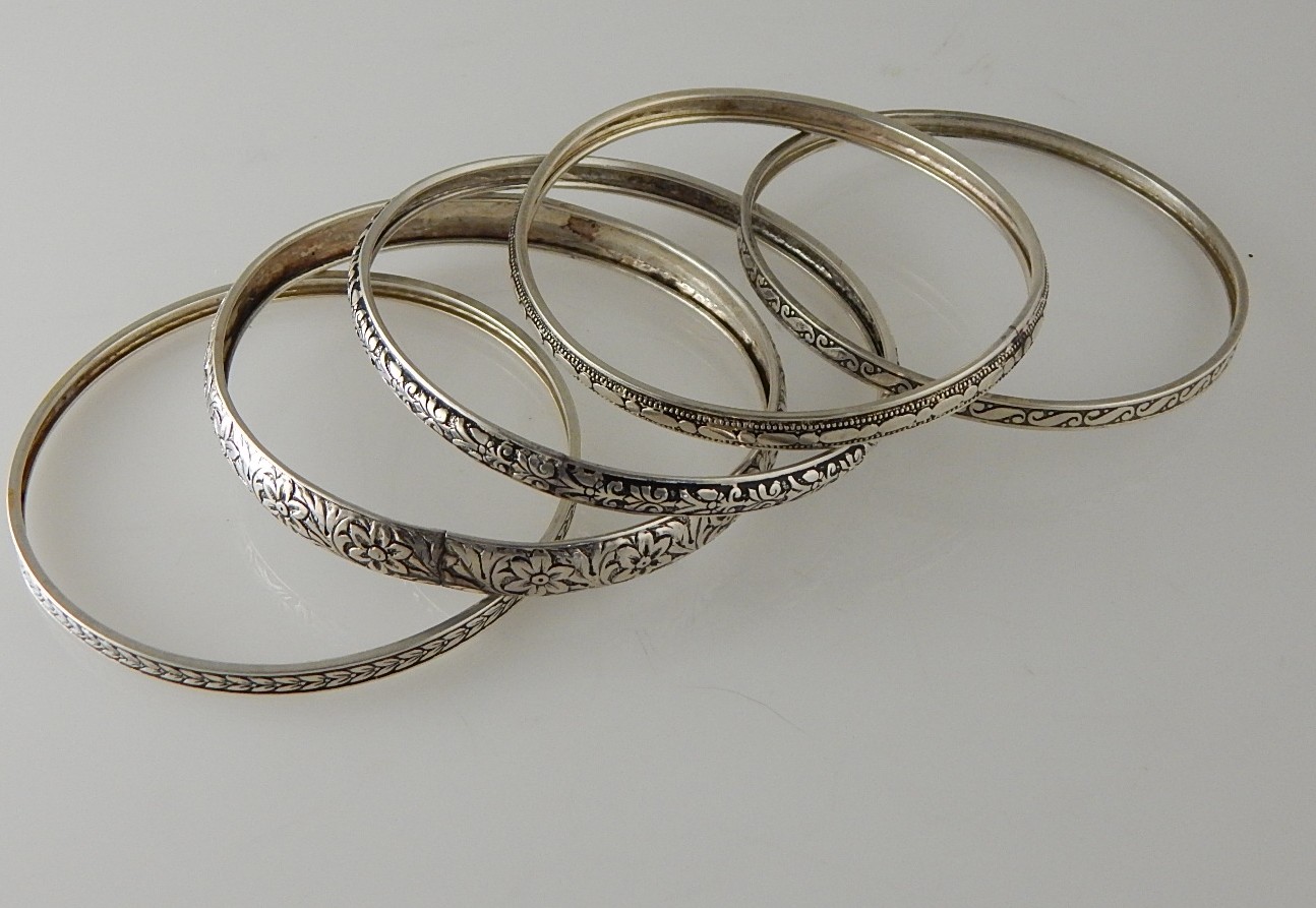 Vintage Sterling Silver Bangle Bracelets