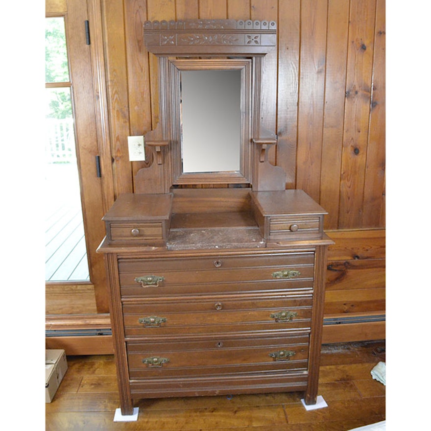 Antique Victorian Eastlake Style Dresser with Mirror