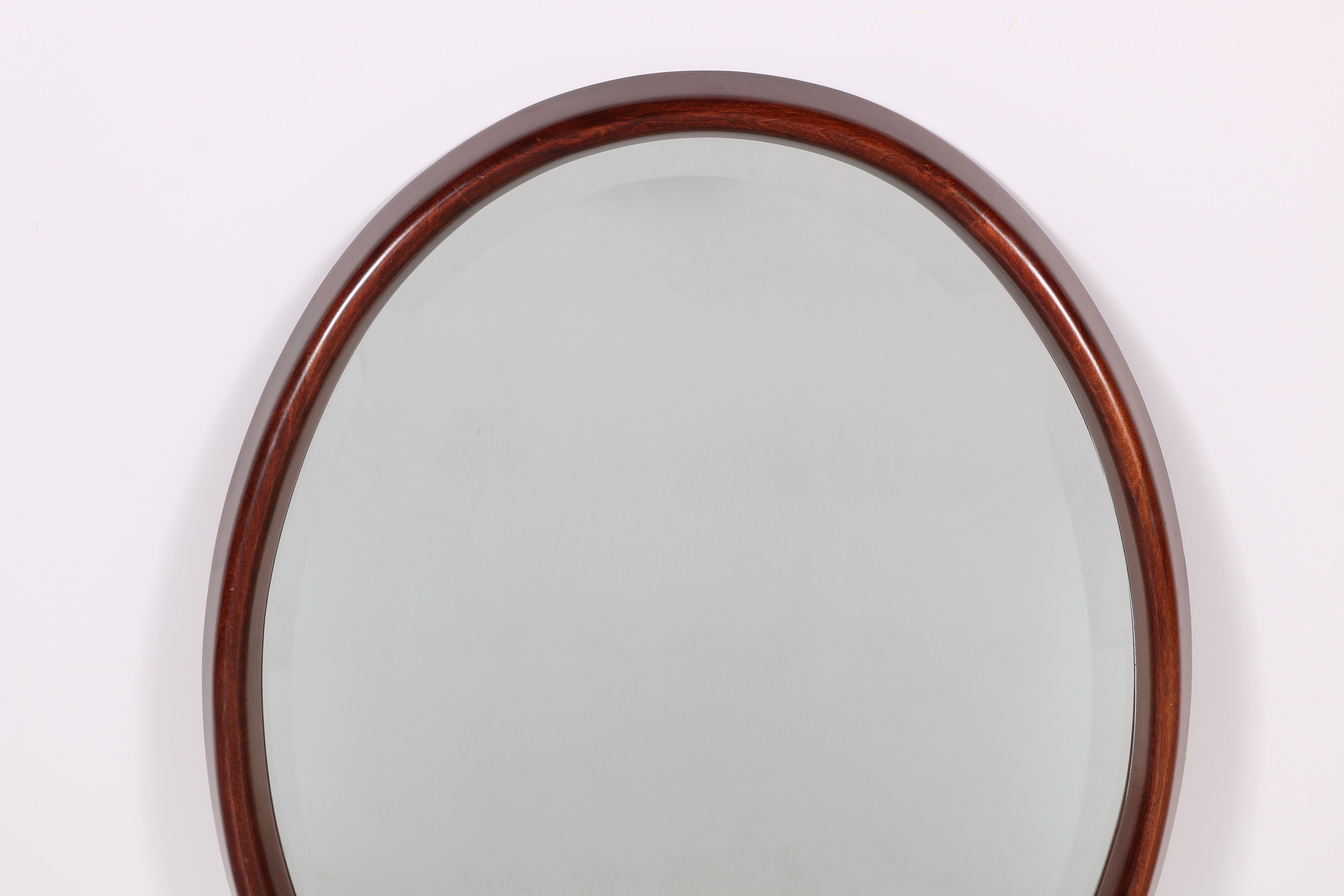 Handcrafted Mahogany Finish Oval Wall Mirror
