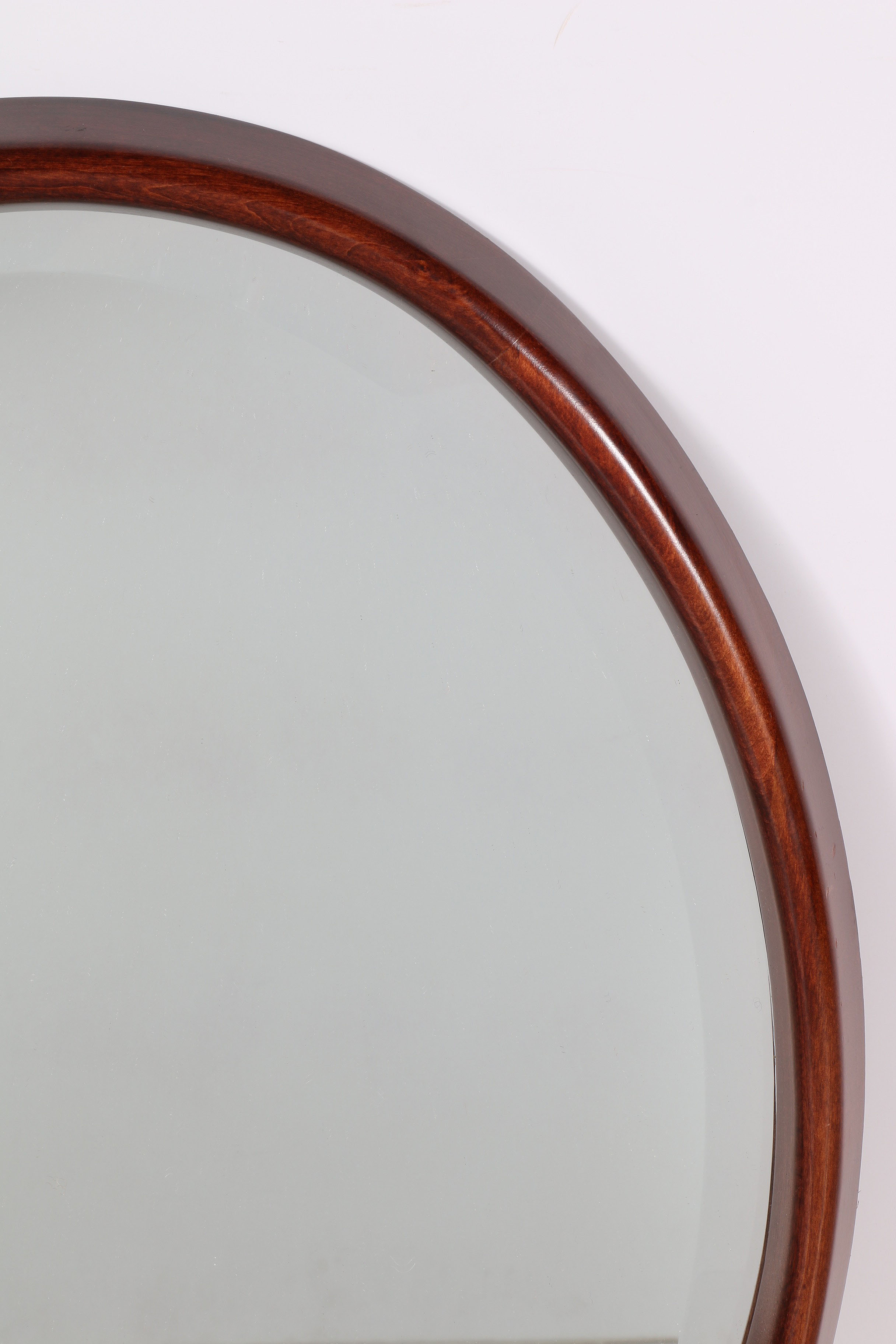 Handcrafted Mahogany Finish Oval Wall Mirror