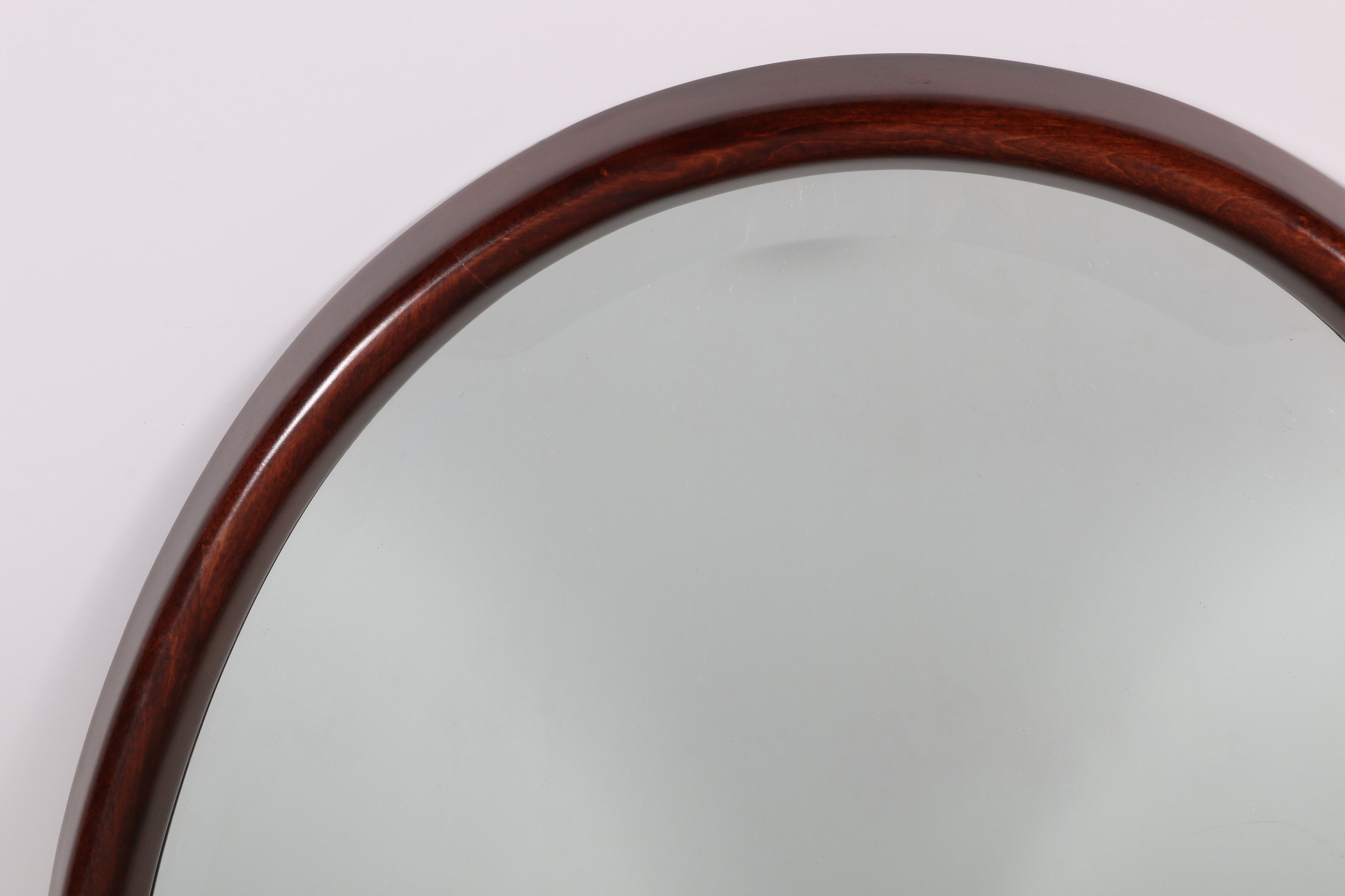 Handcrafted Mahogany Finish Oval Wall Mirror
