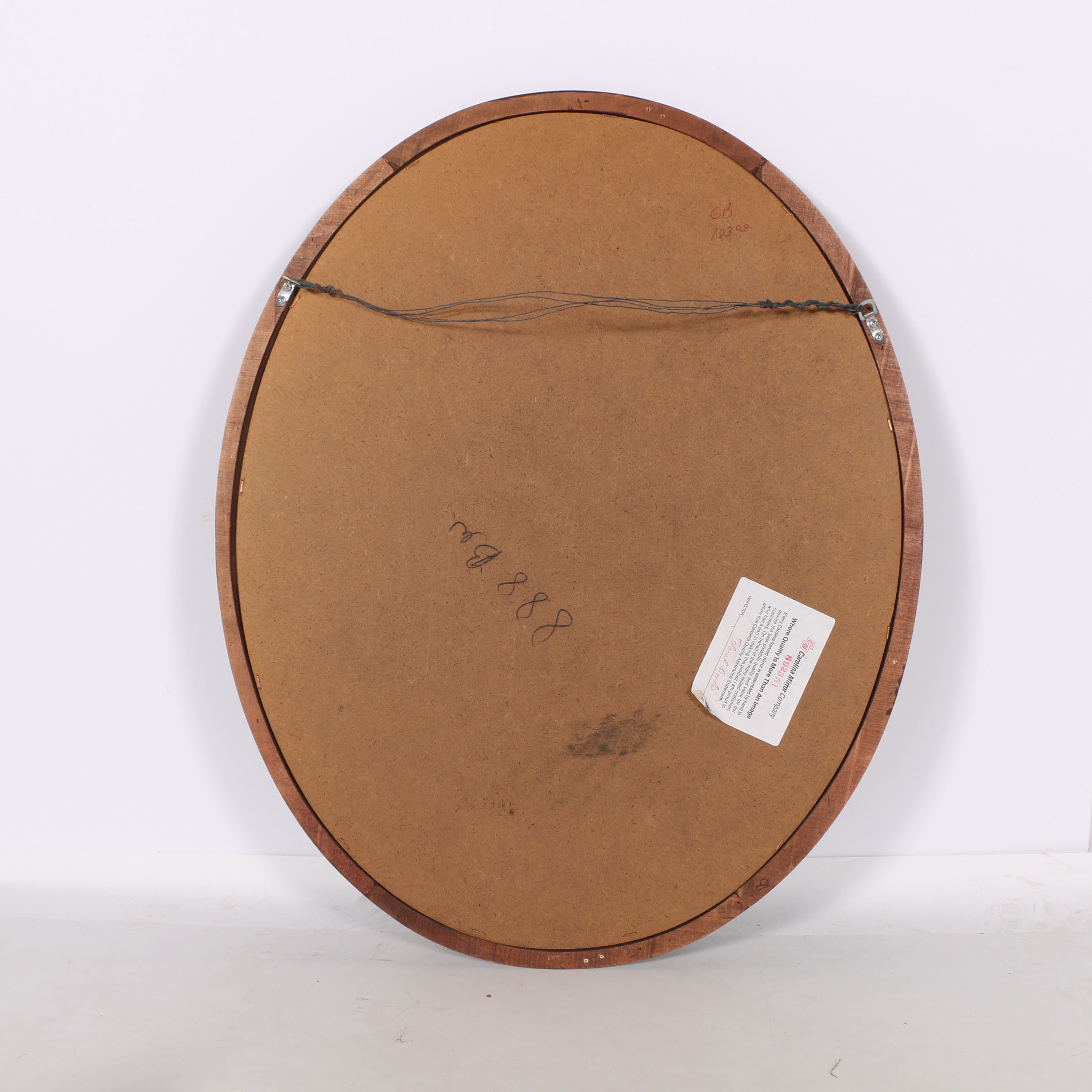 Handcrafted Mahogany Finish Oval Wall Mirror